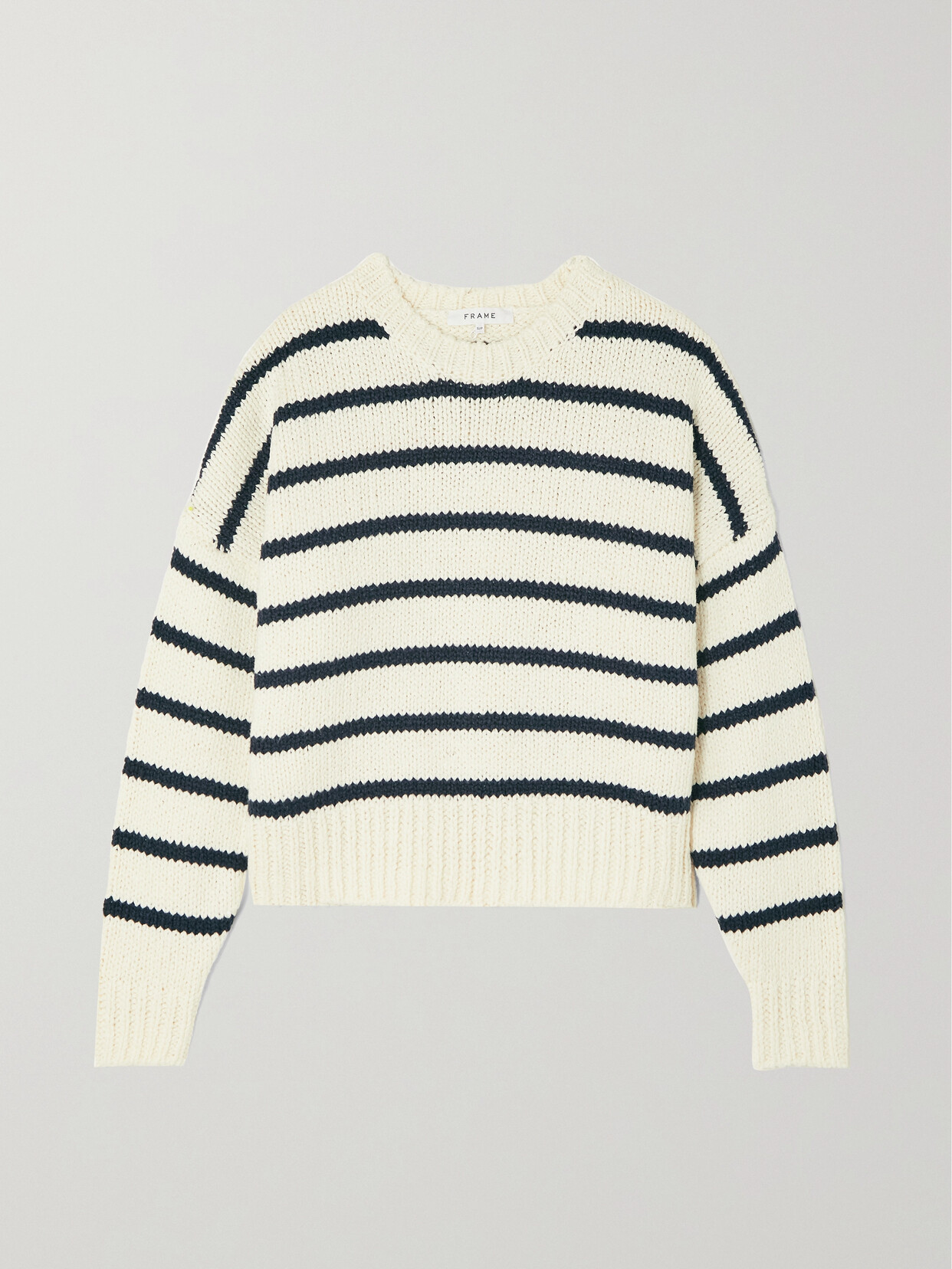 FRAME - Striped Cotton Sweater - Blue