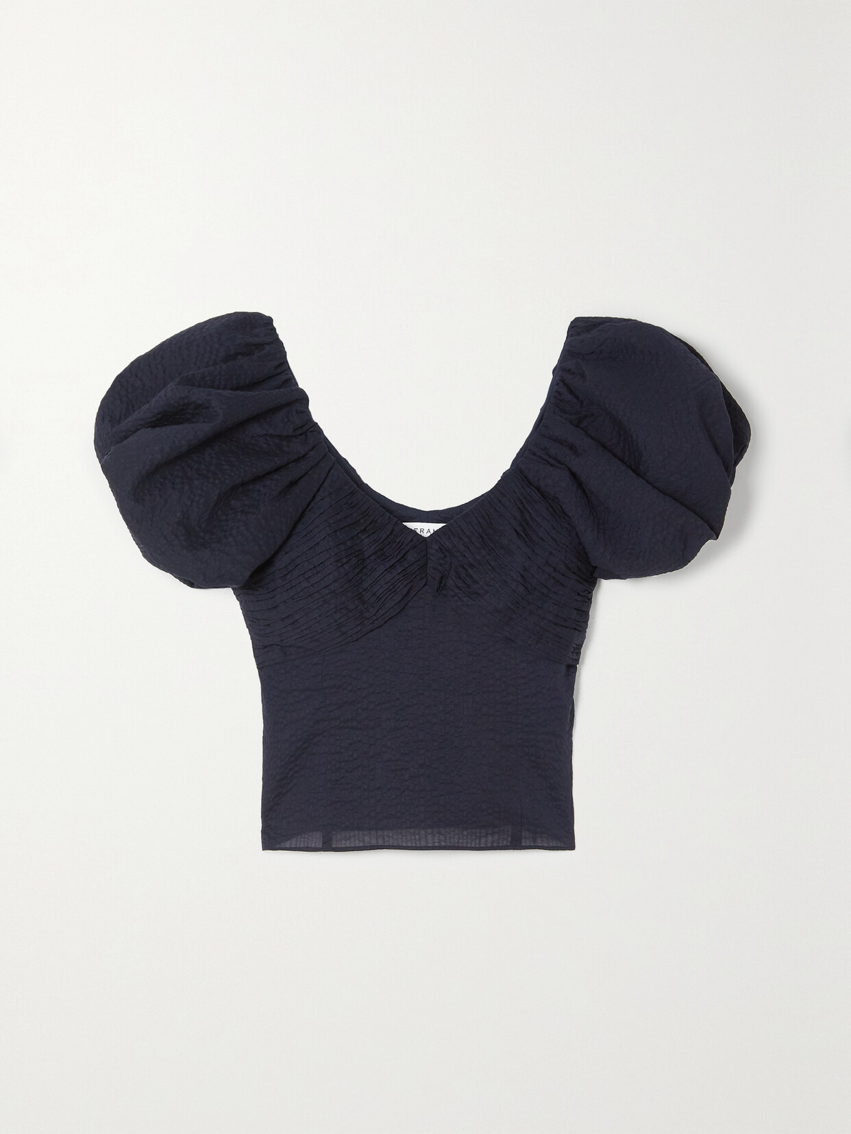FRAME Pintucked Textured-cotton Top