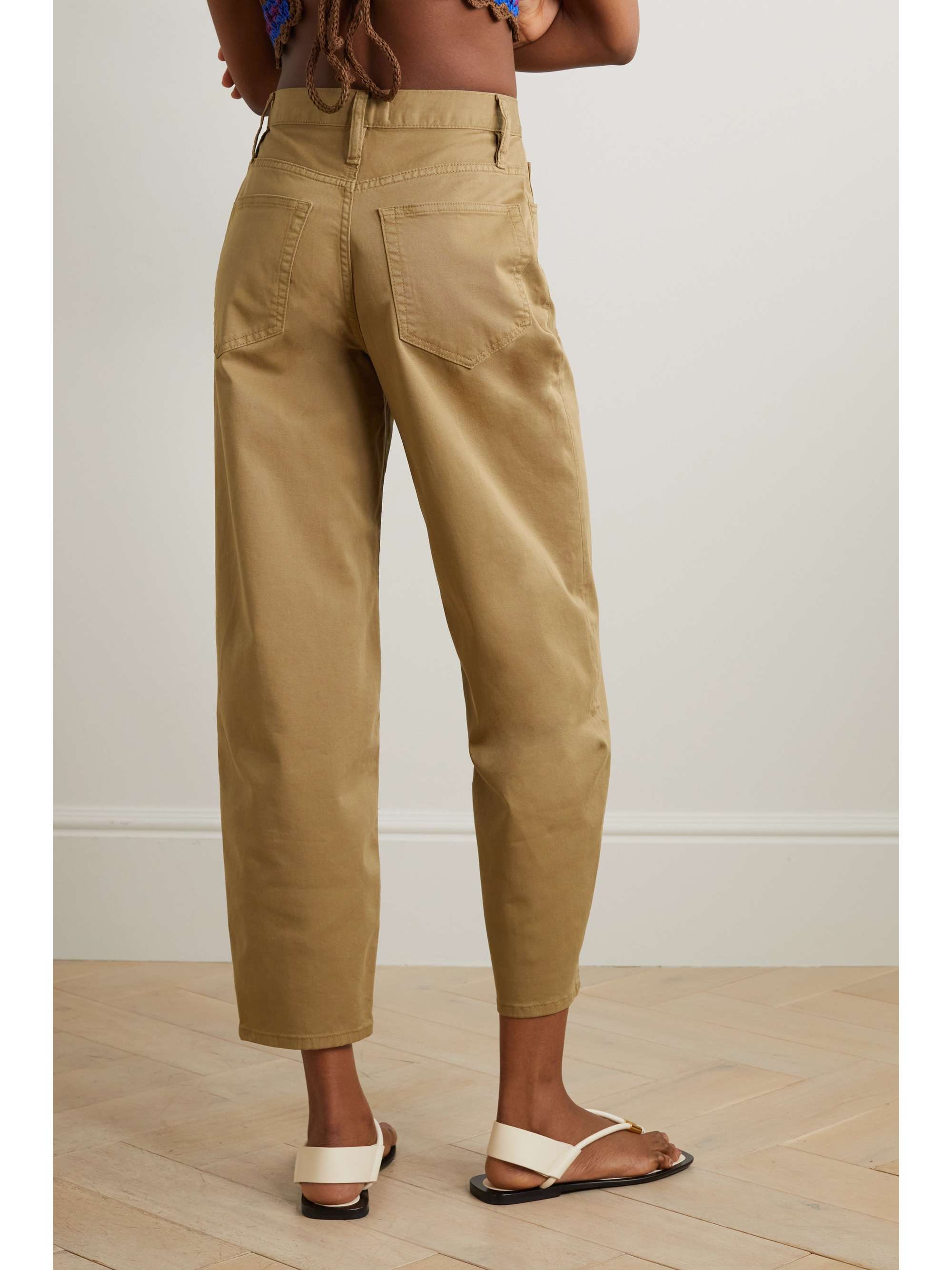 FRAME Ultra High-Rise Barrel cotton-blend twill tapered pants