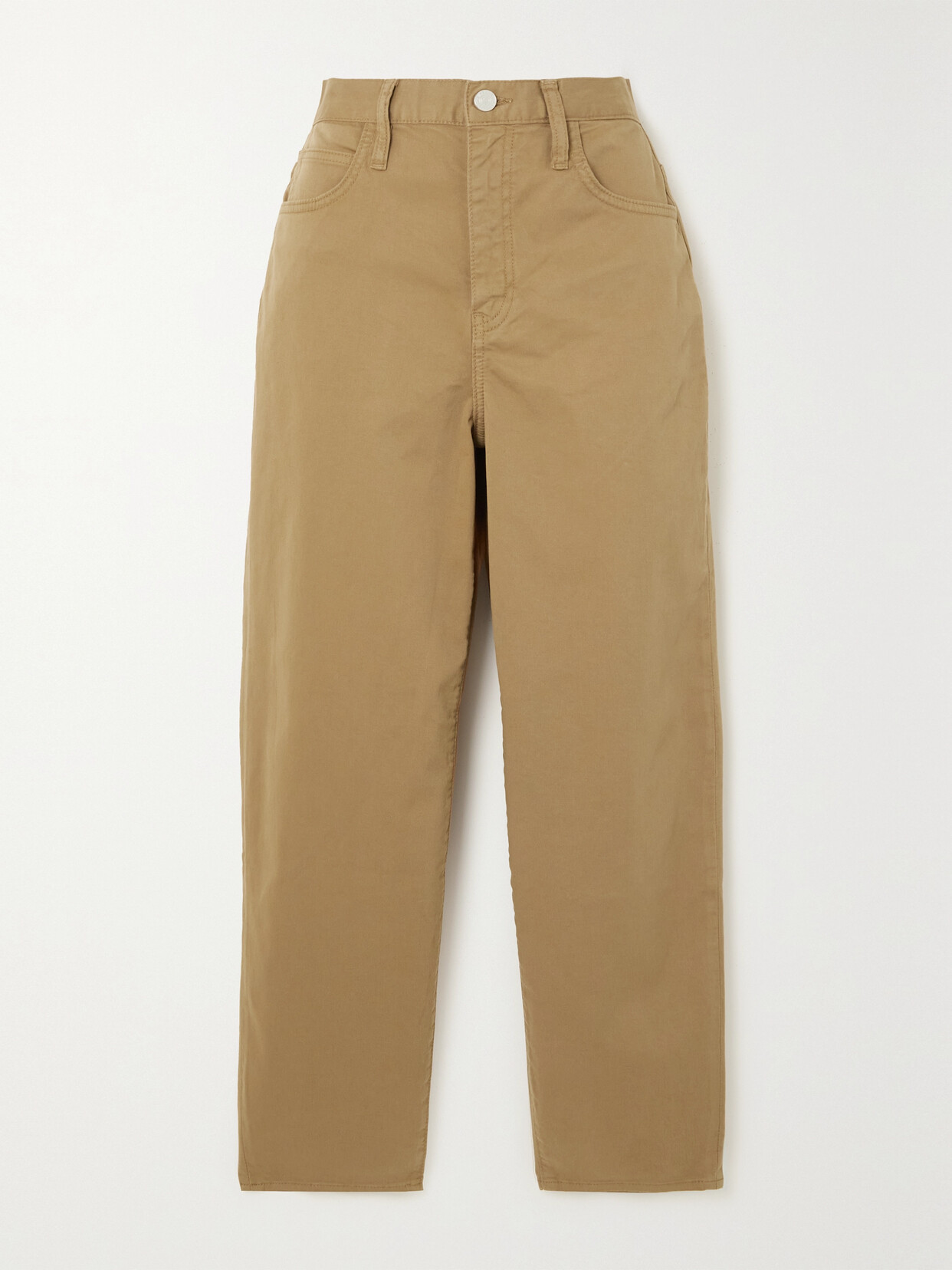 FRAME - Ultra High-rise Barrel Cotton-blend Twill Tapered Pants - Green