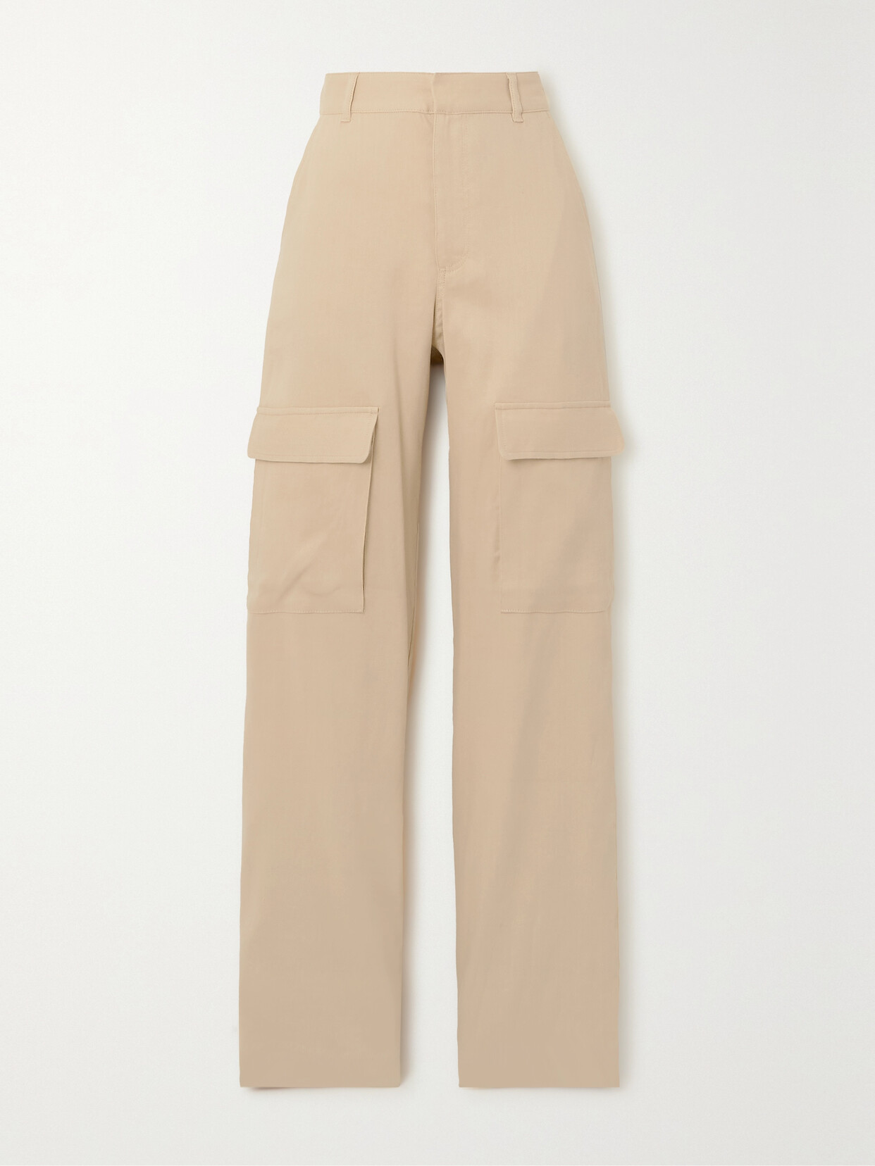 FRAME + NET SUSTAIN ORGANIC LINEN-BLEND HIGH-RISE STRAIGHT-LEG CARGO TROUSERS