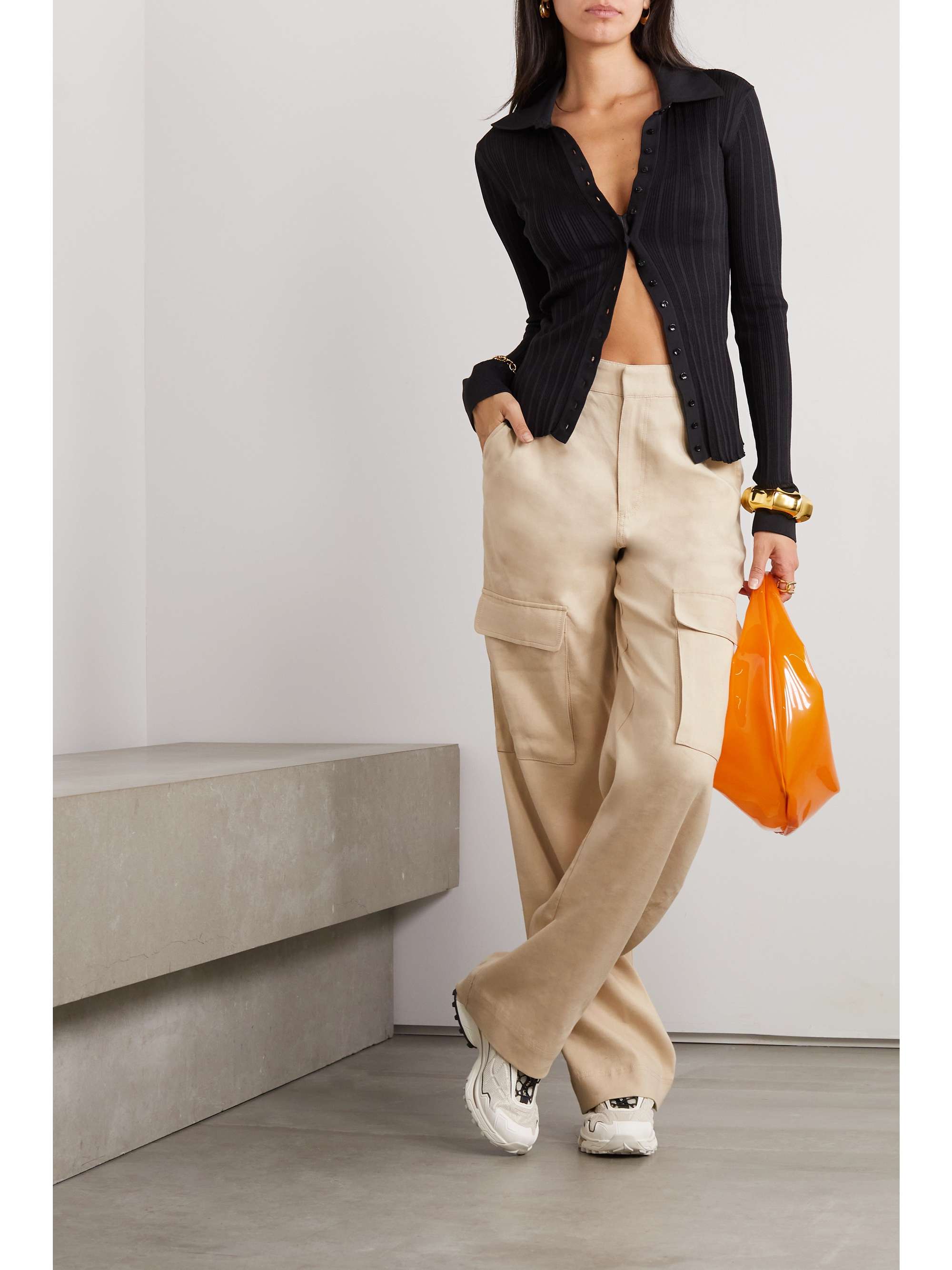 FRAME + NET SUSTAIN organic linenblend highrise straightleg cargo