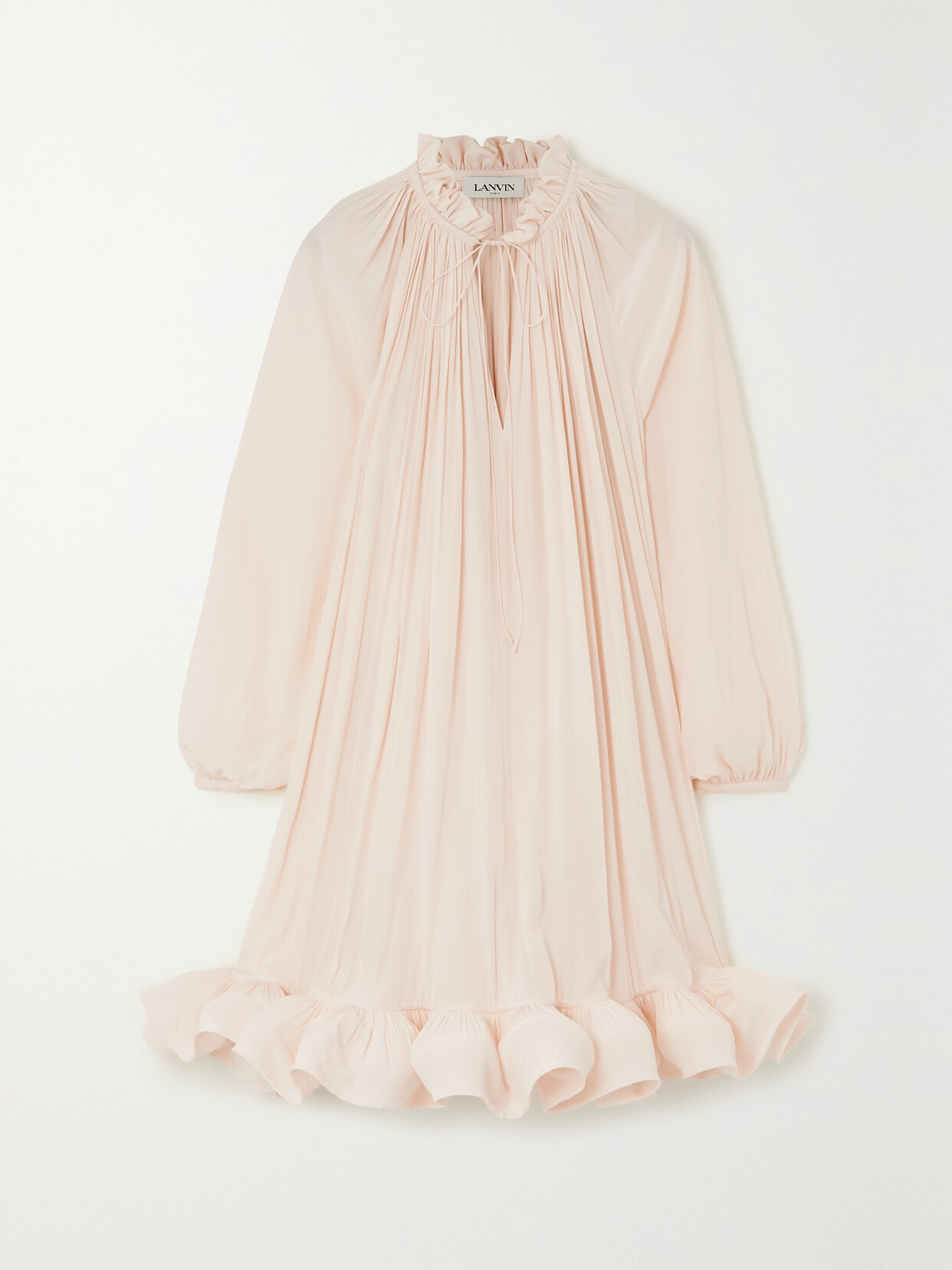 Lanvin - Ruffled Charmeuse Mini Dress - Pink