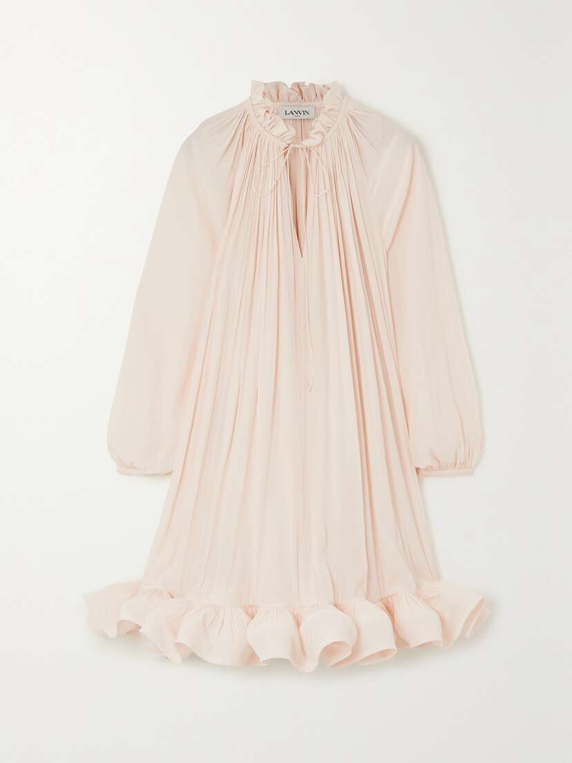 Lanvin Ruffled Charmeuse Mini Dress