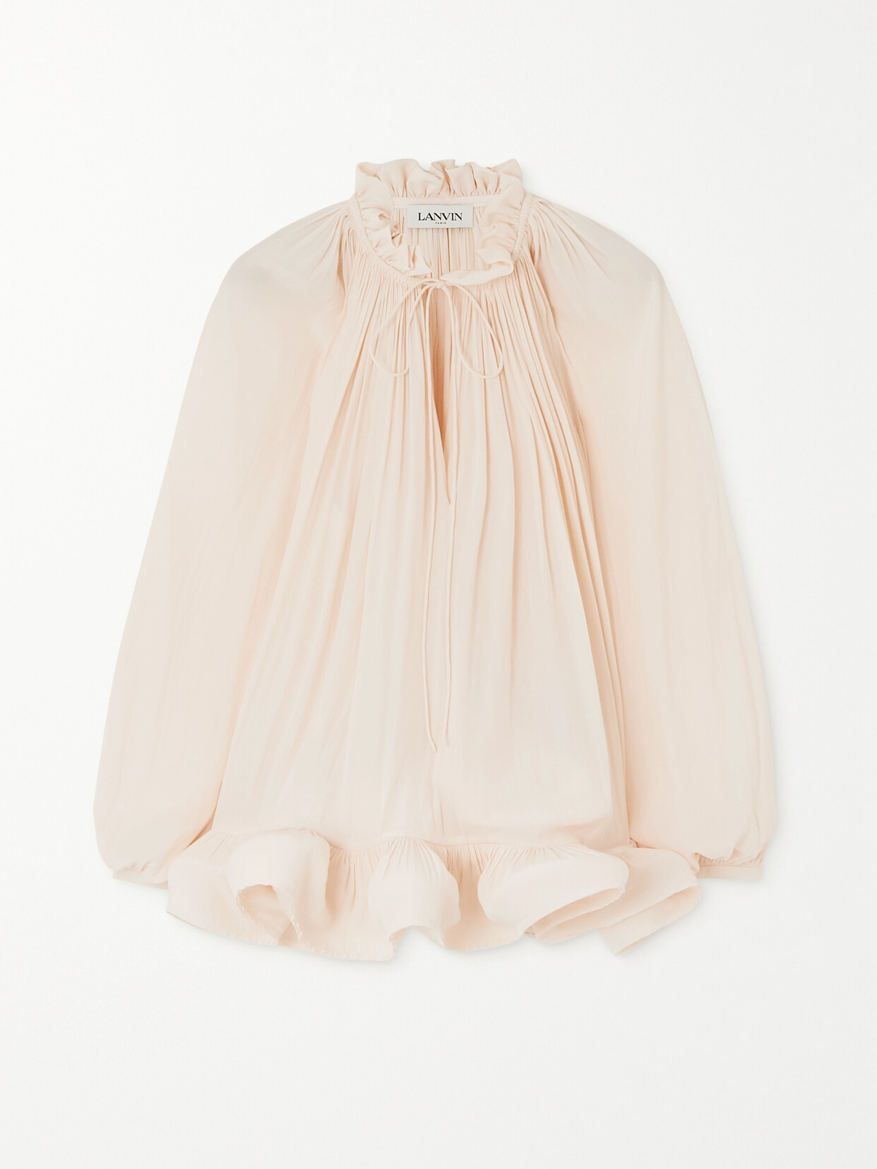 Lanvin Ruffled Gathered Charmeuse Blouse - Pink