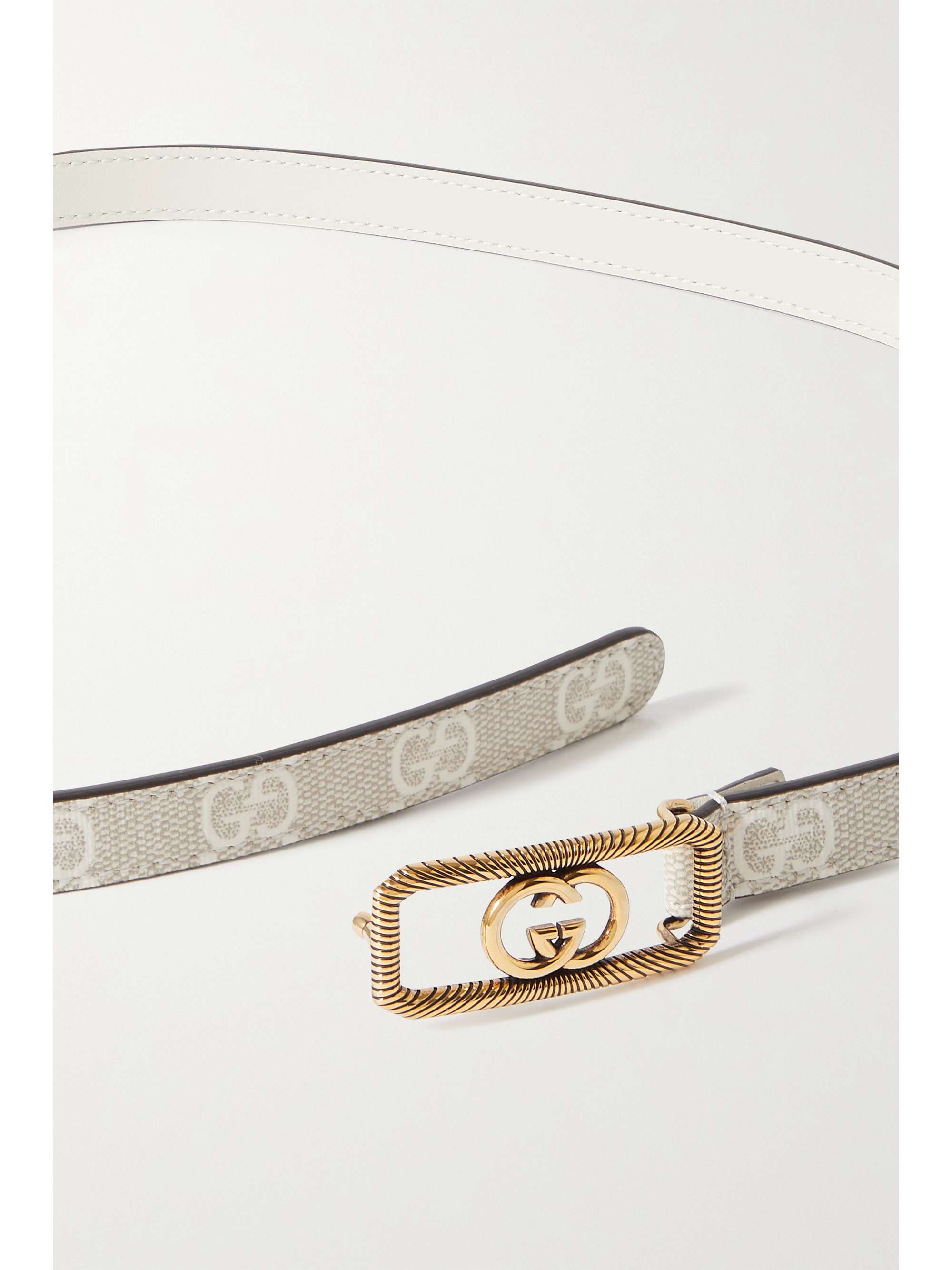 GUCCI Embellished coatedcanvas and leather belt NETAPORTER