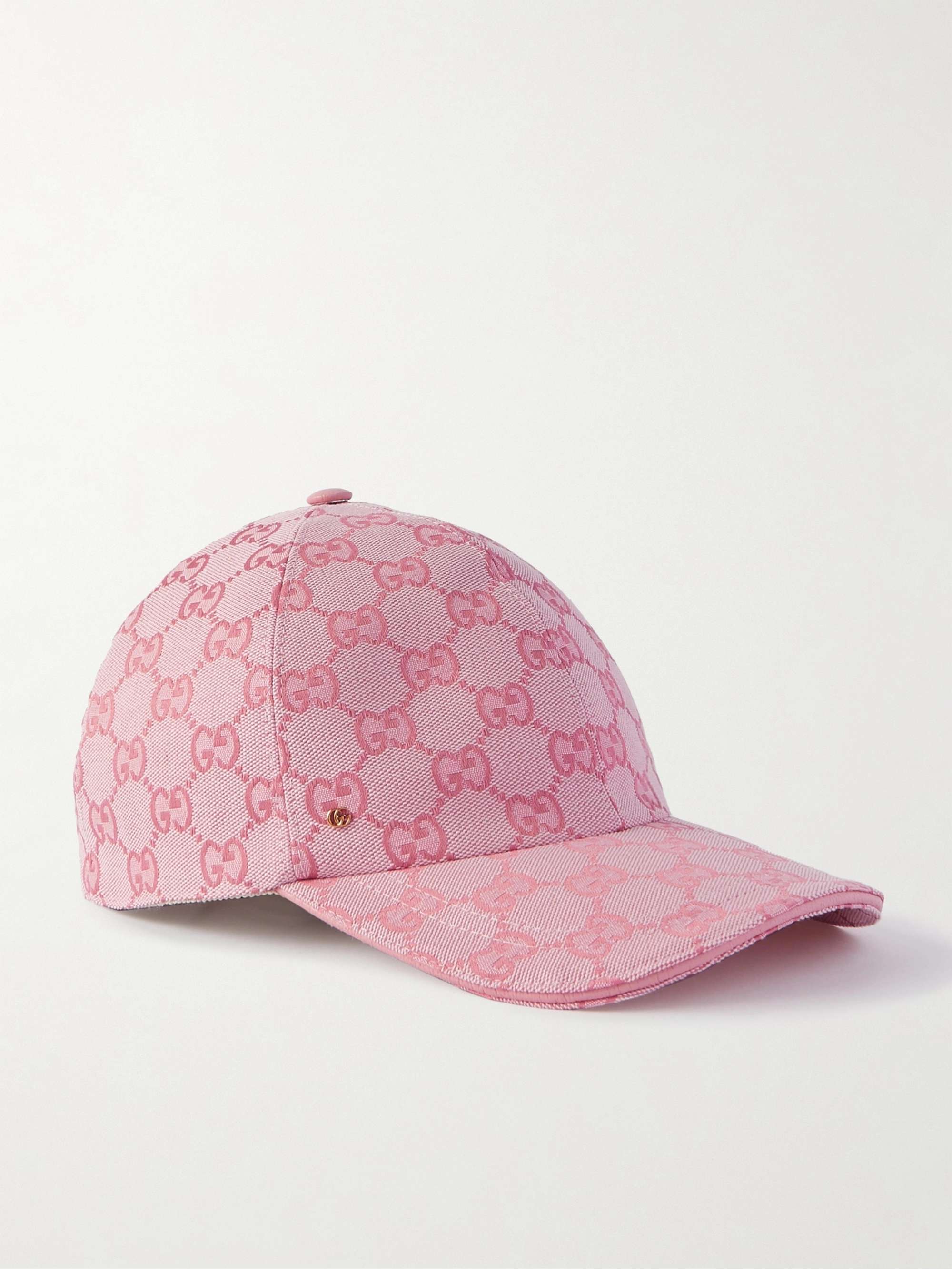 GUCCI Leather-trimmed cotton-blend canvas-jacquard baseball cap