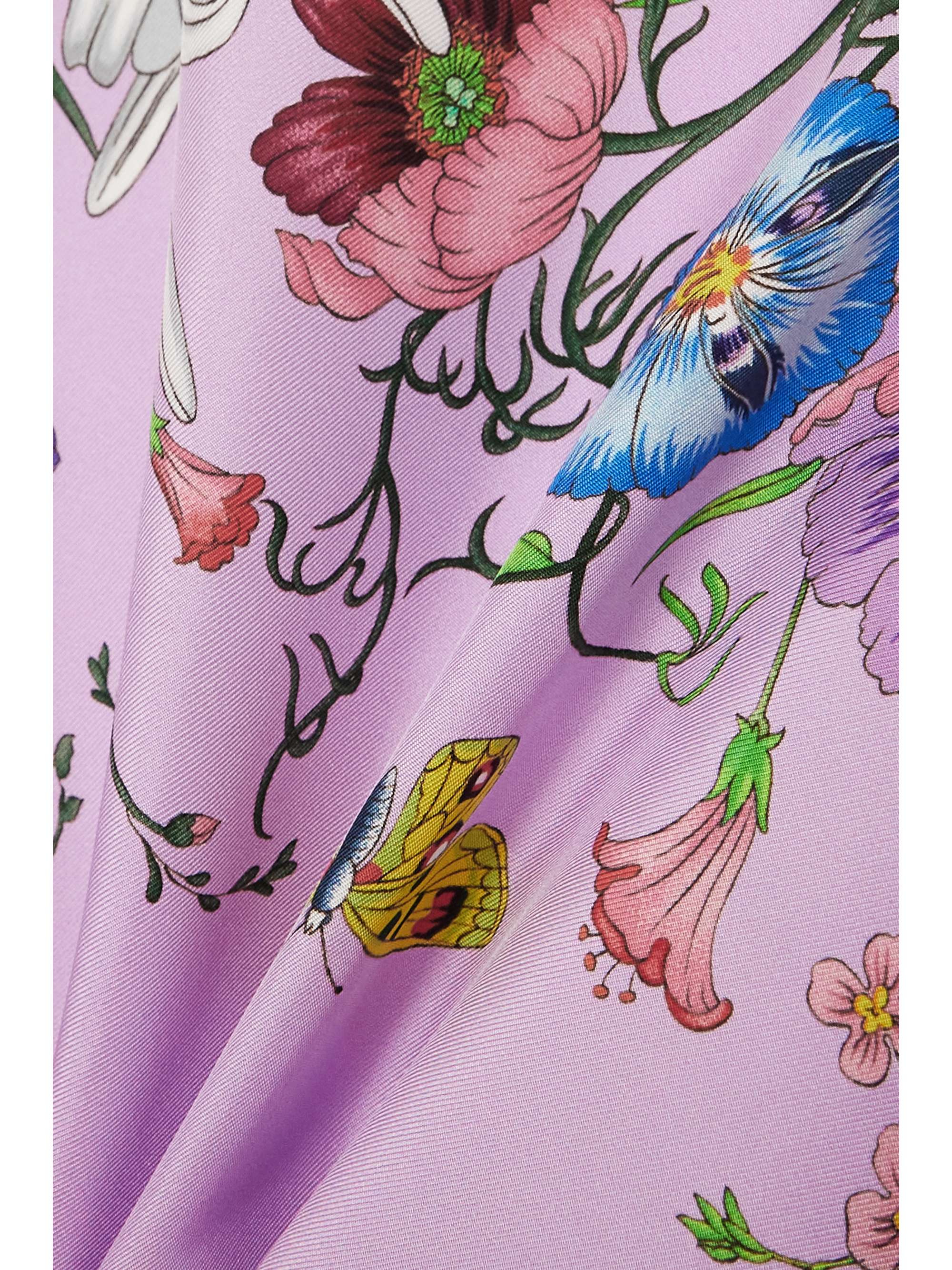 GUCCI Fly Flora floral-print silk-twill scarf