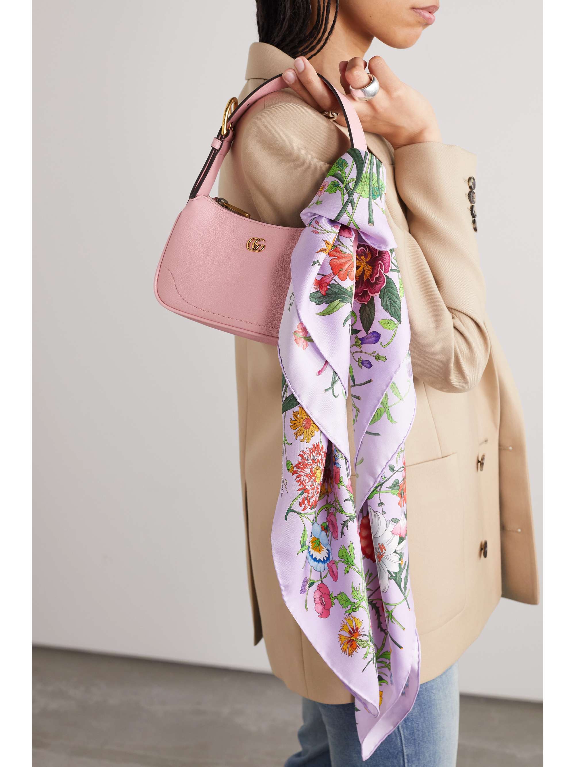 GUCCI Fly Flora floral-print silk-twill scarf