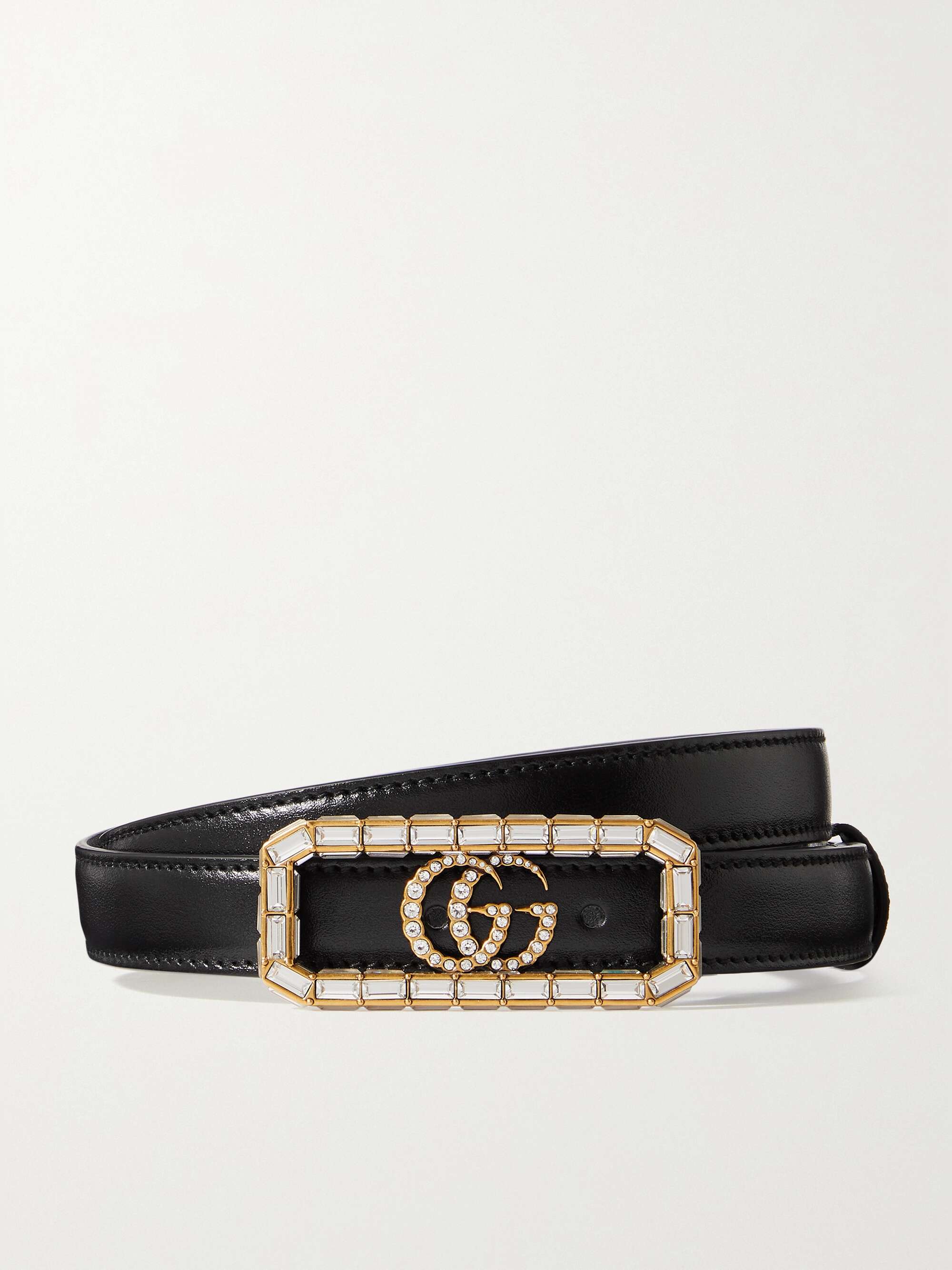 GUCCI Crystal-embellished leather waist belt | NET-A-PORTER