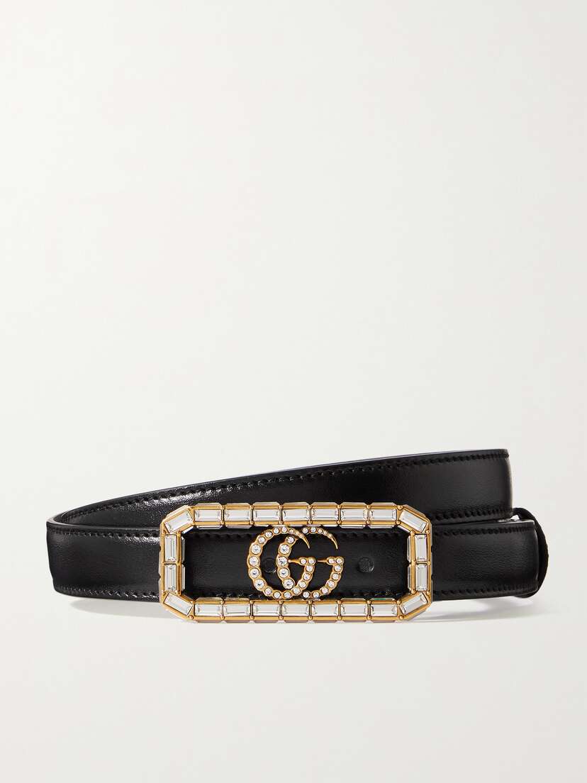 Gucci Crystal-embellished Leather Waist Belt