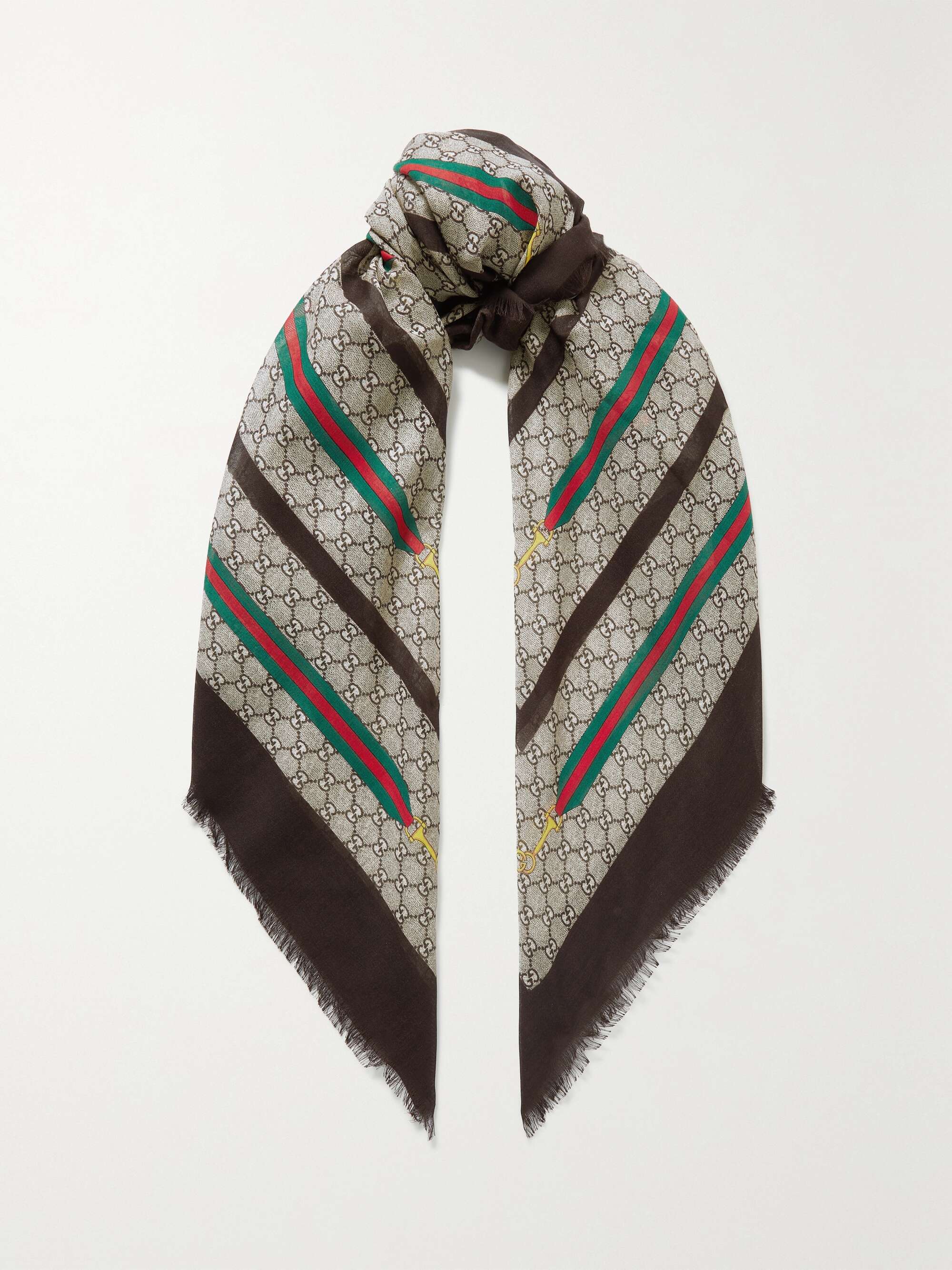 Fendi Wool And Silk-blend Jacquard Scarf in Brown