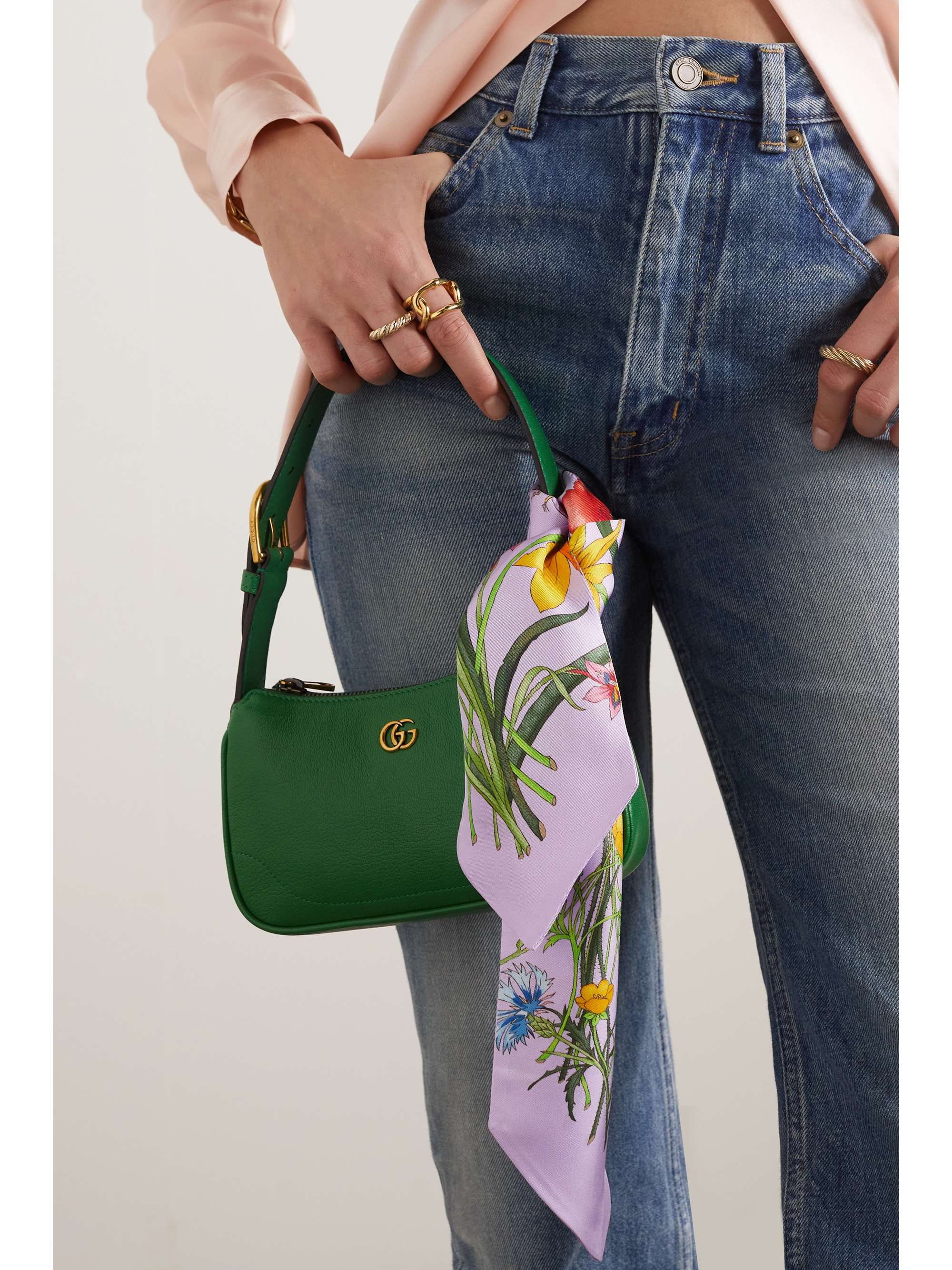 GUCCI Petit Fly Flora floral-print silk scarf