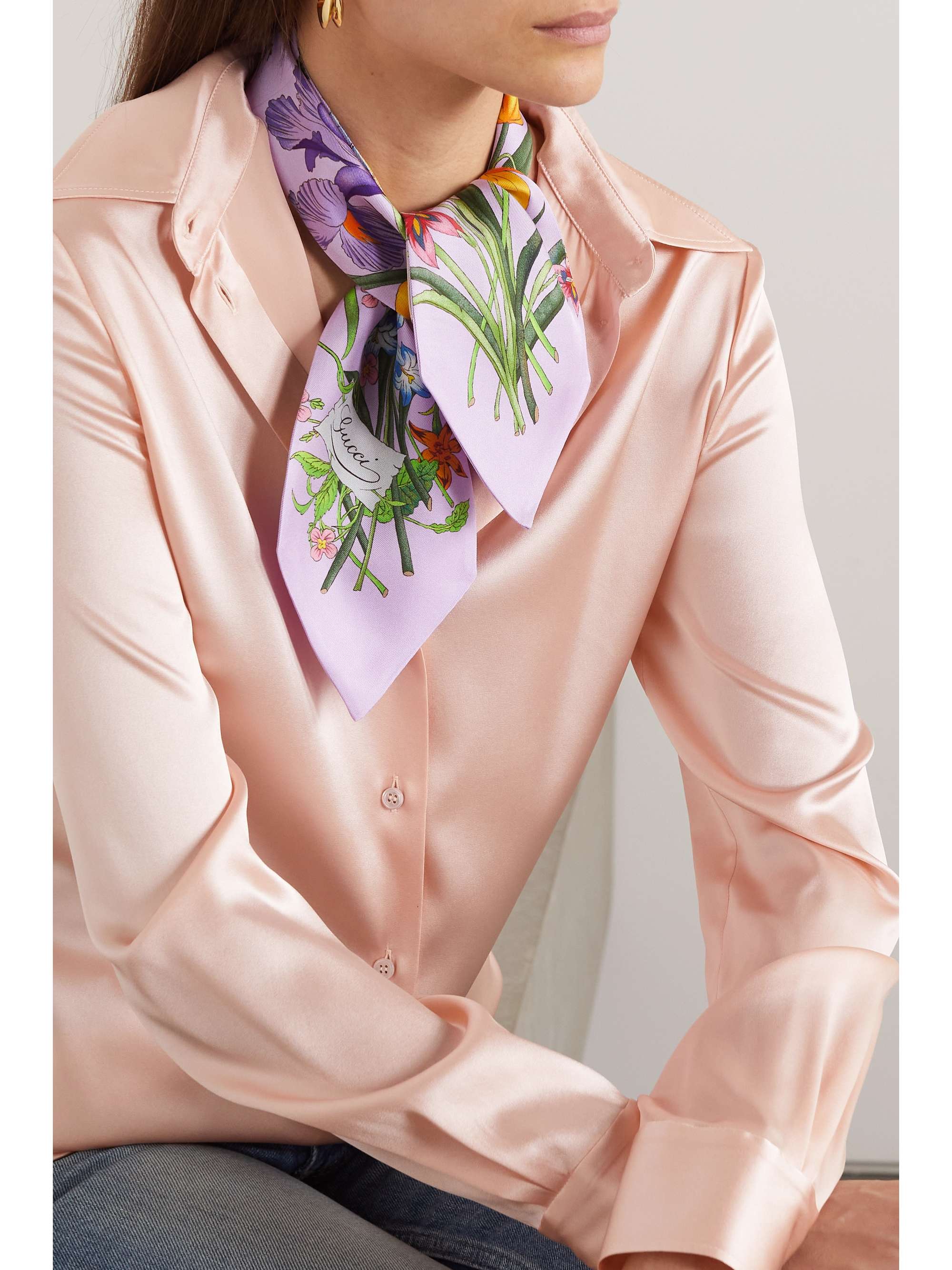 GUCCI Petit Fly Flora floral-print silk scarf