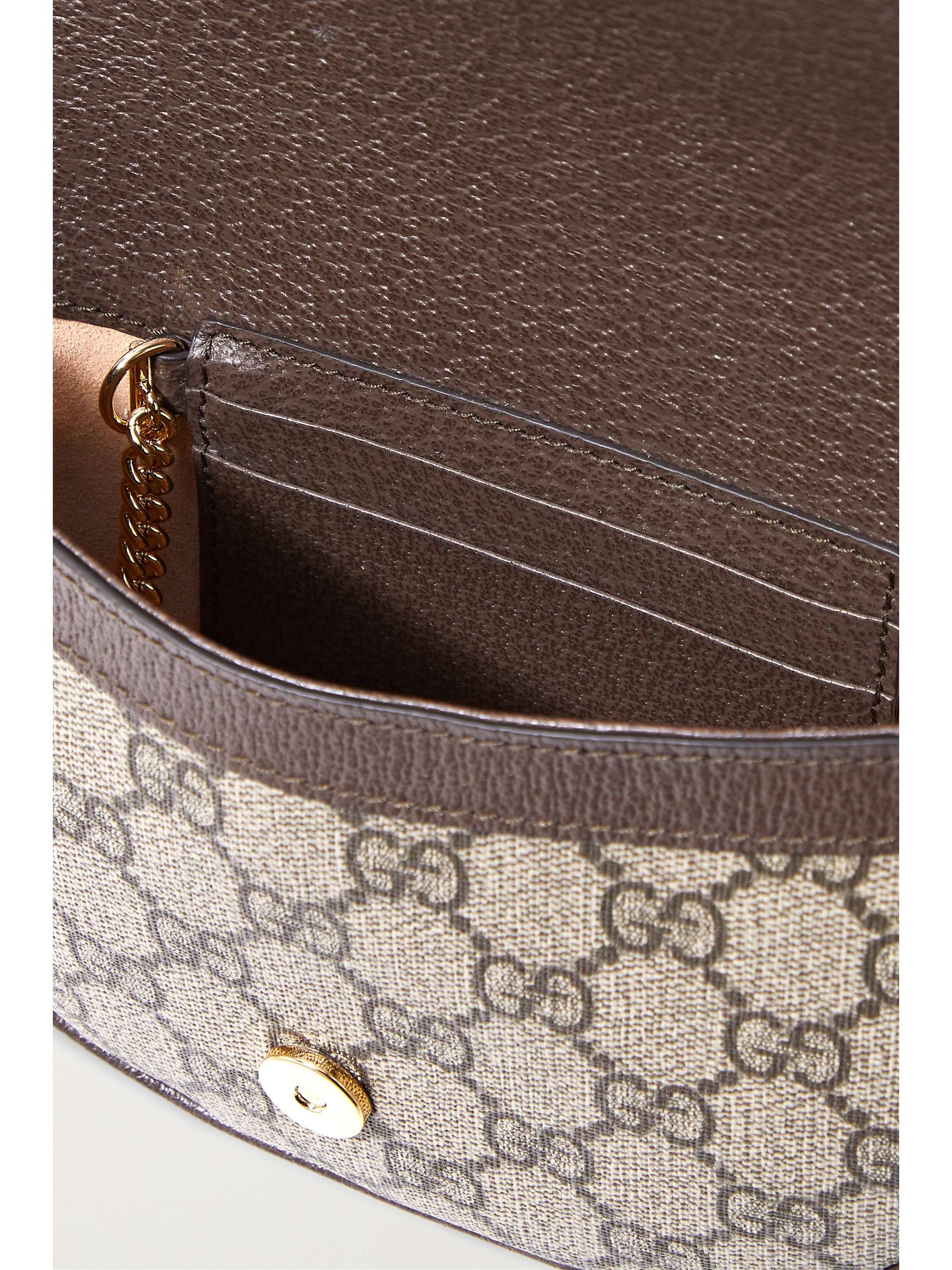 GUCCI Ophidia leather-trimmed printed coated-canvas shoulder bag