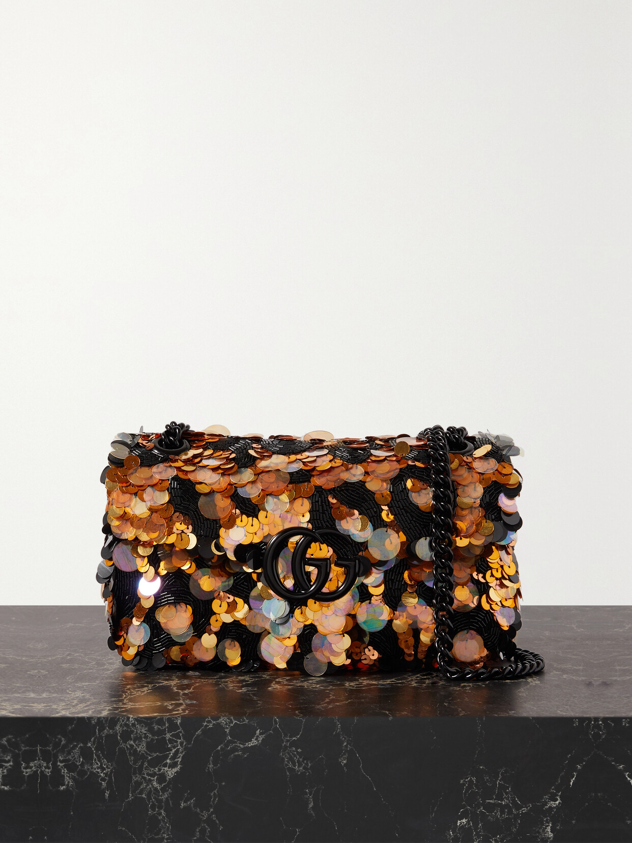 Gucci Gg Marmont Embellished Leather Shoulder Bag