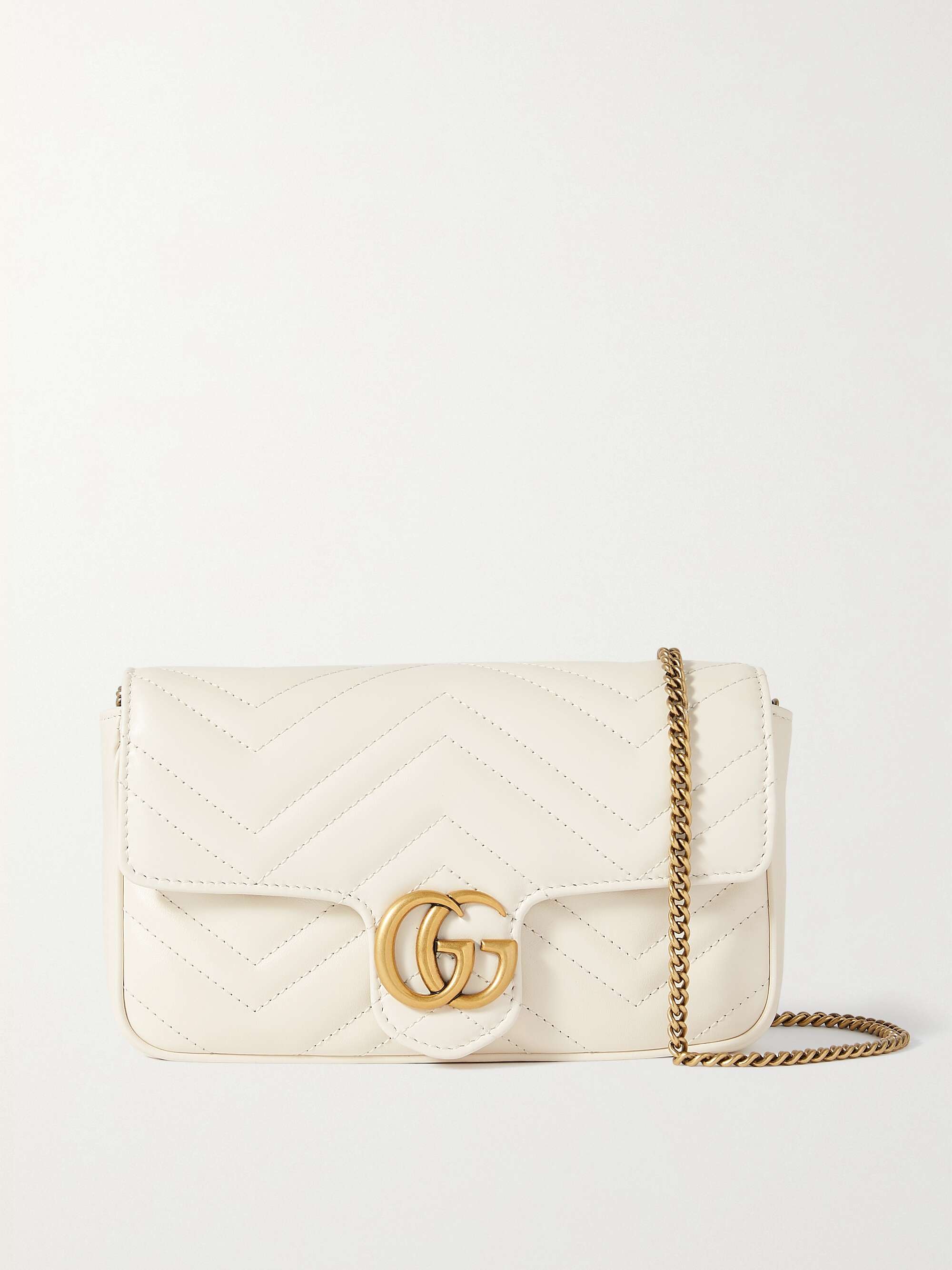 GG Marmont Super Mini Shoulder Bag in White - Gucci