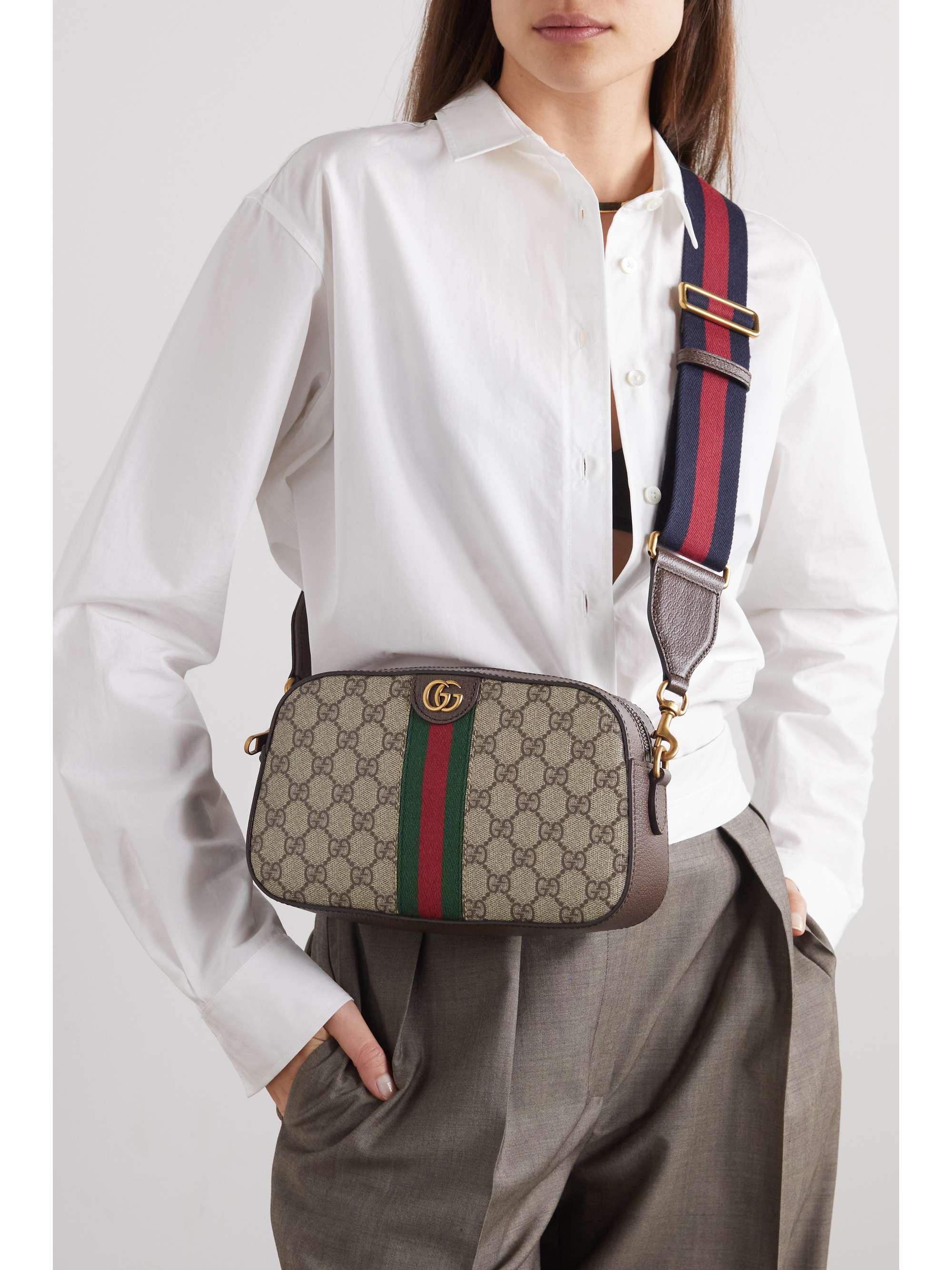 Gucci Ophidia Leather-Trimmed Printed Coated-Canvas Shoulder Bag