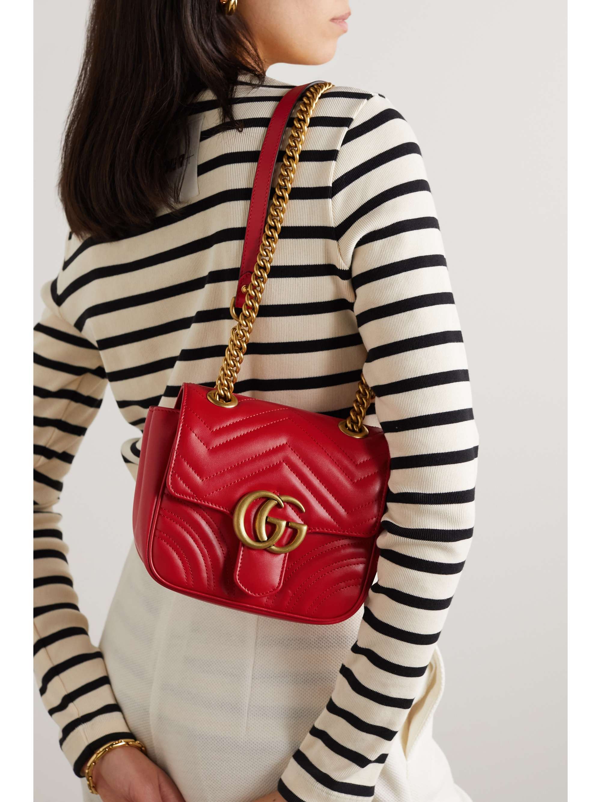 Gucci GG Marmont Matelassé Leather Shoulder Bag in Red