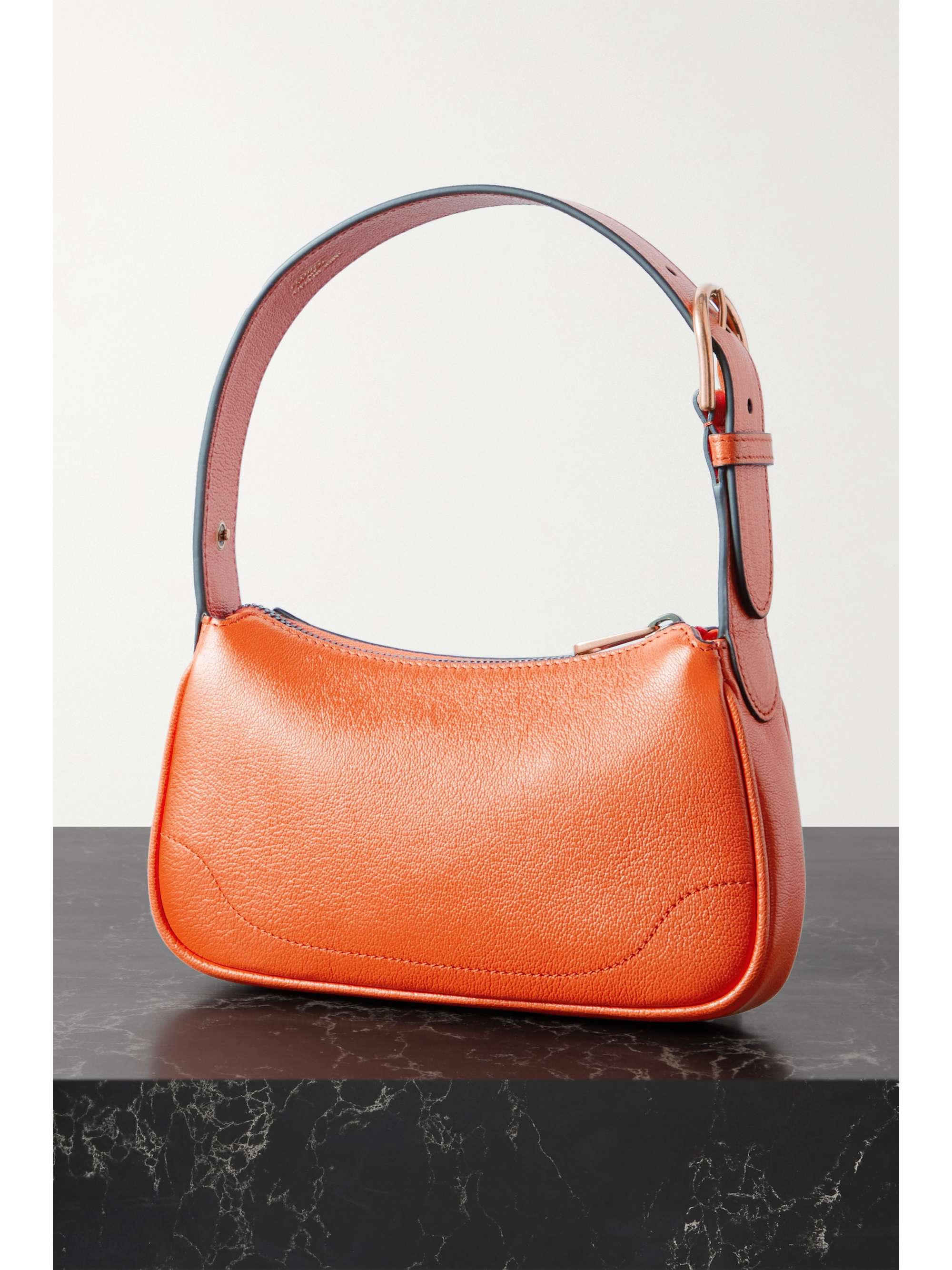 GUCCI Aphrodite embellished textured-leather shoulder bag