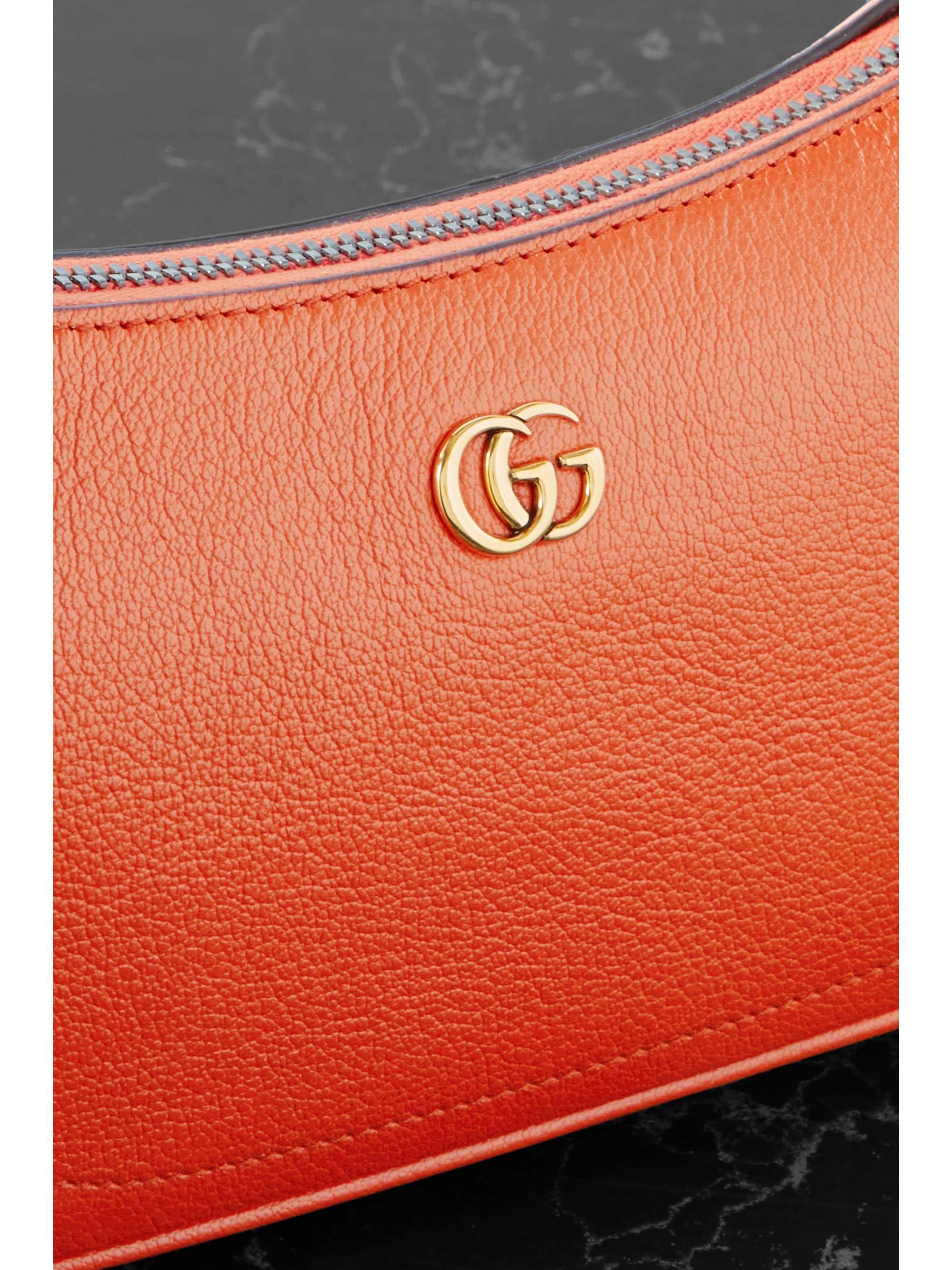 GUCCI Aphrodite embellished textured-leather shoulder bag