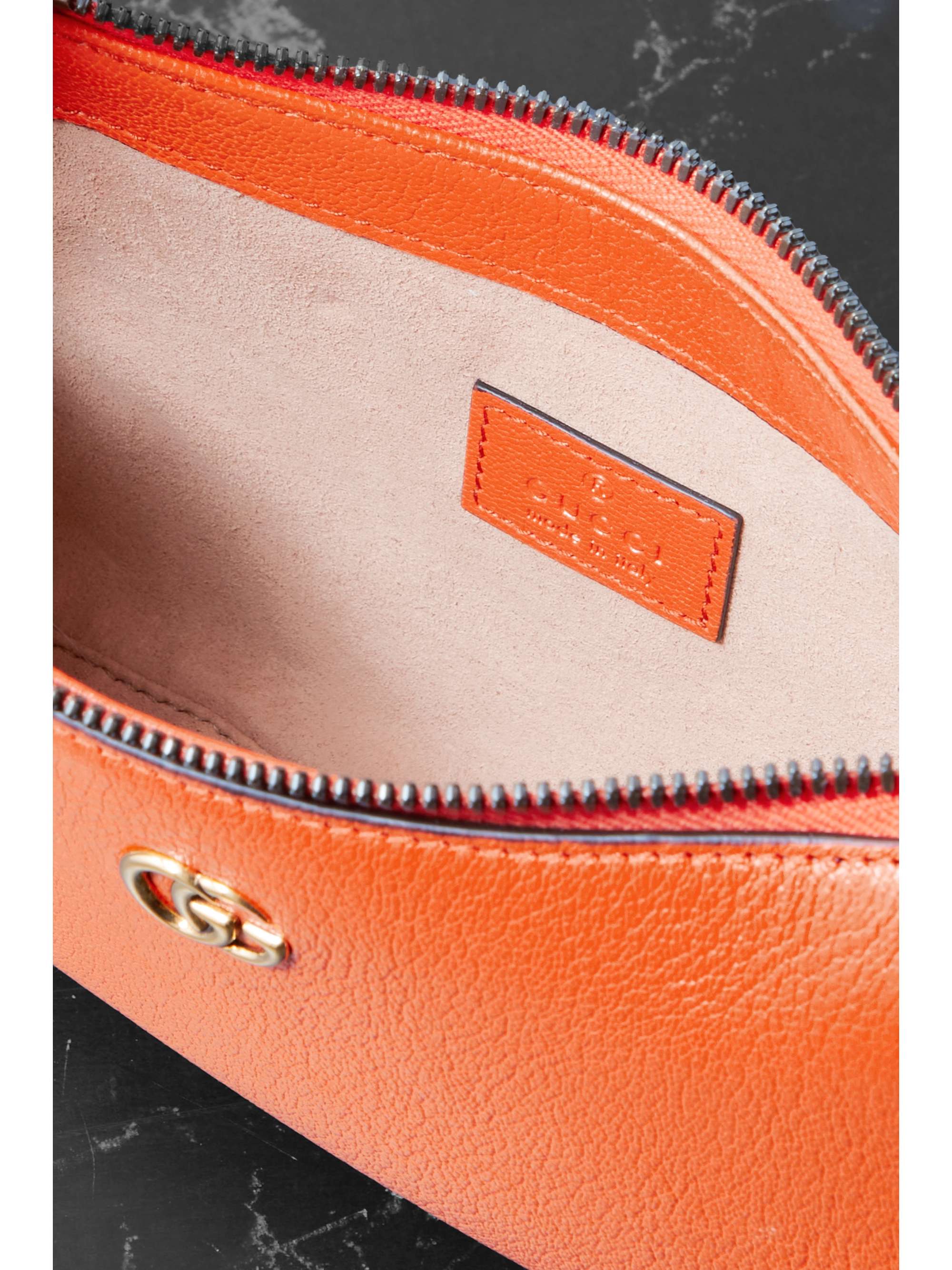 GUCCI Aphrodite embellished textured-leather shoulder bag