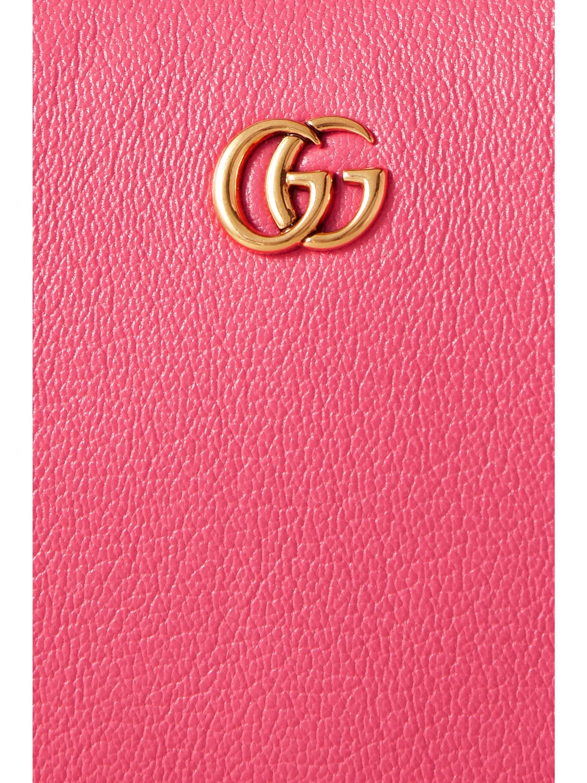 GUCCI Aphrodite embellished textured-leather shoulder bag