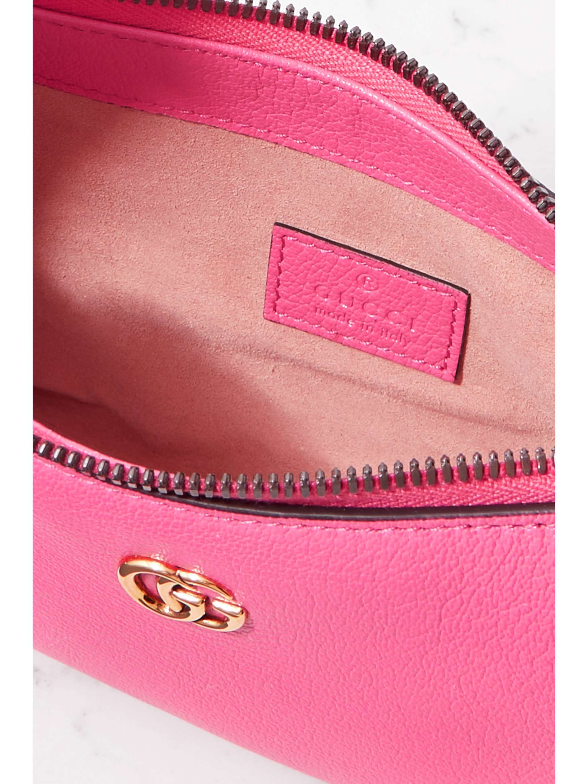 GUCCI Aphrodite embellished textured-leather shoulder bag