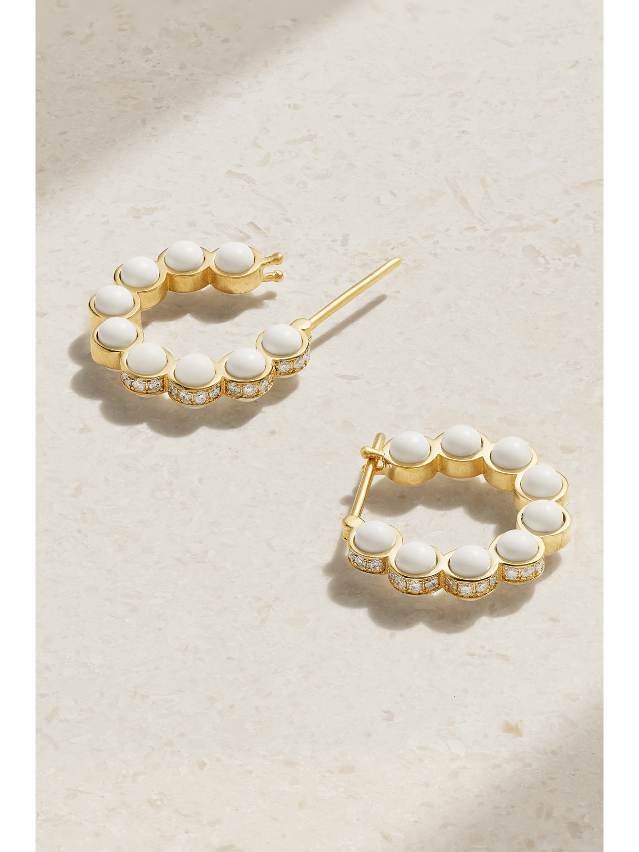 L'atelier Nawbar The Hydrogen 18-karat Gold, Enamel And Diamond Hoop Earrings In Gold
