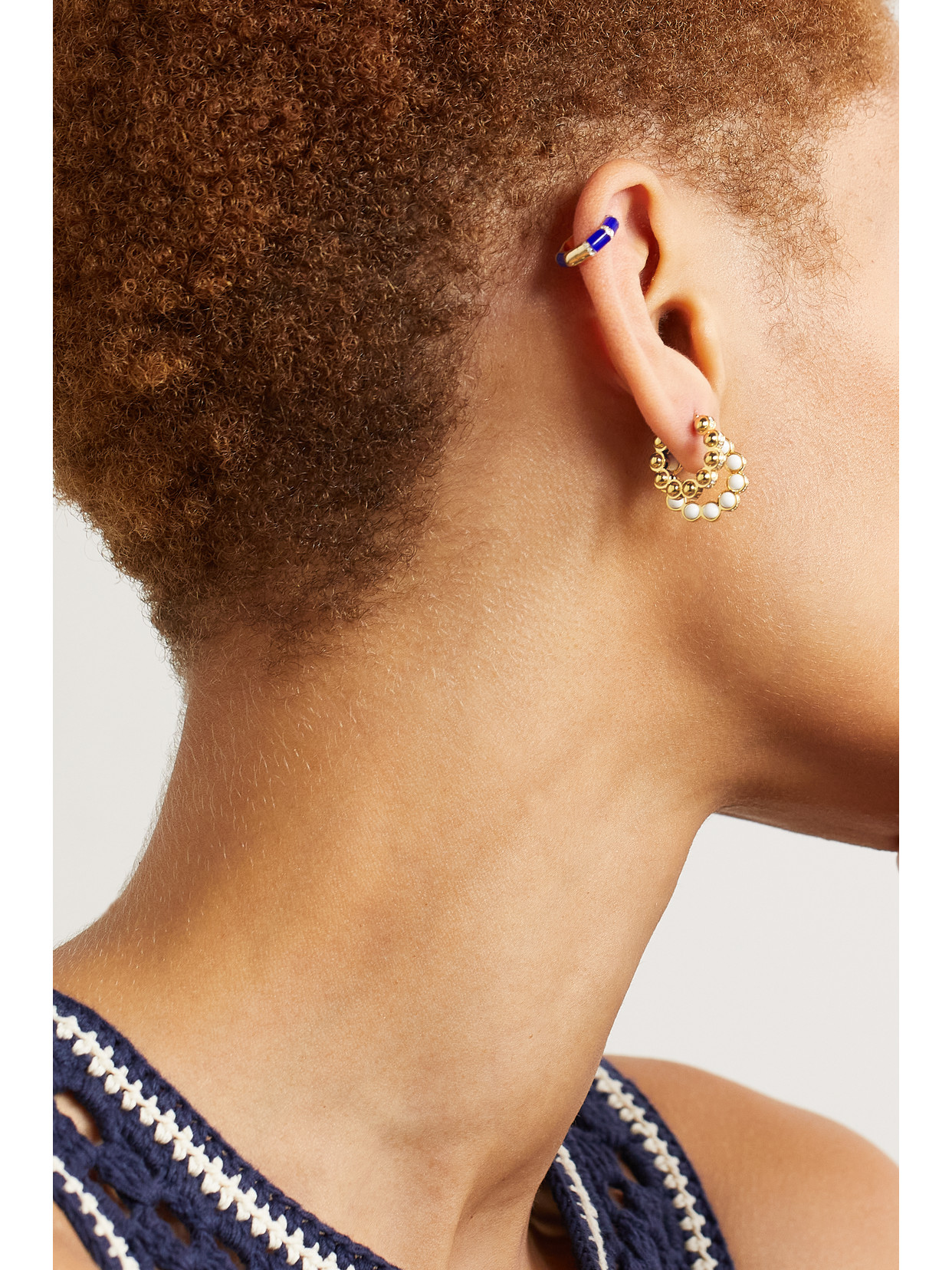 L'atelier Nawbar The Hydrogen 18-karat Gold, Enamel And Diamond Hoop Earrings In Gold