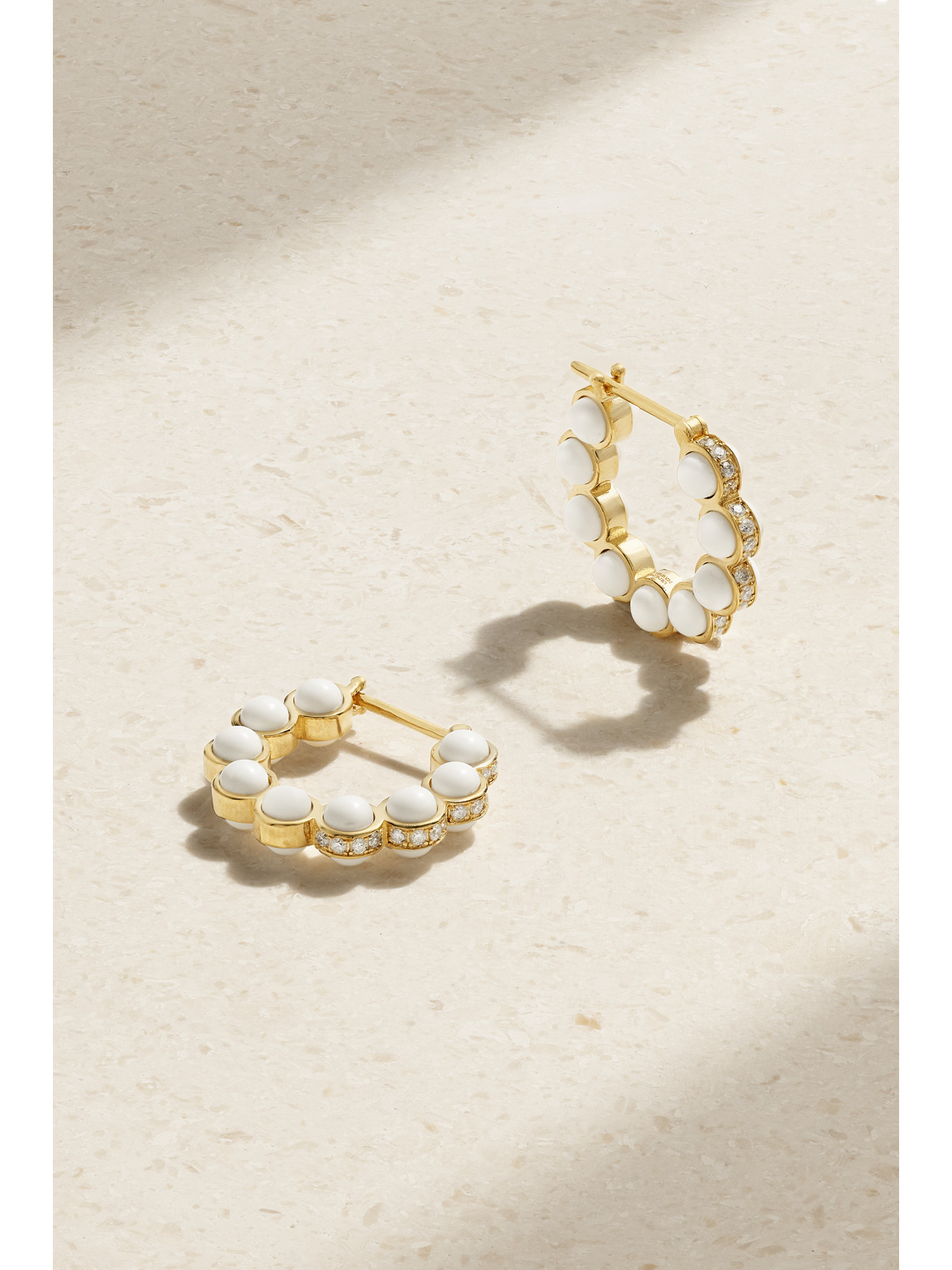 L'atelier Nawbar The Hydrogen 18-karat Gold, Enamel And Diamond Hoop Earrings