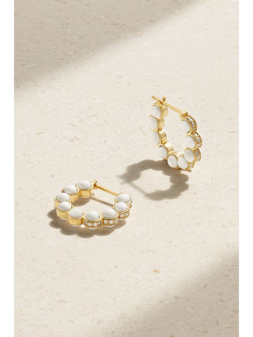 L’Atelier Nawbar The Hydrogen 18-karat Gold, Enamel And Diamond Hoop Earrings