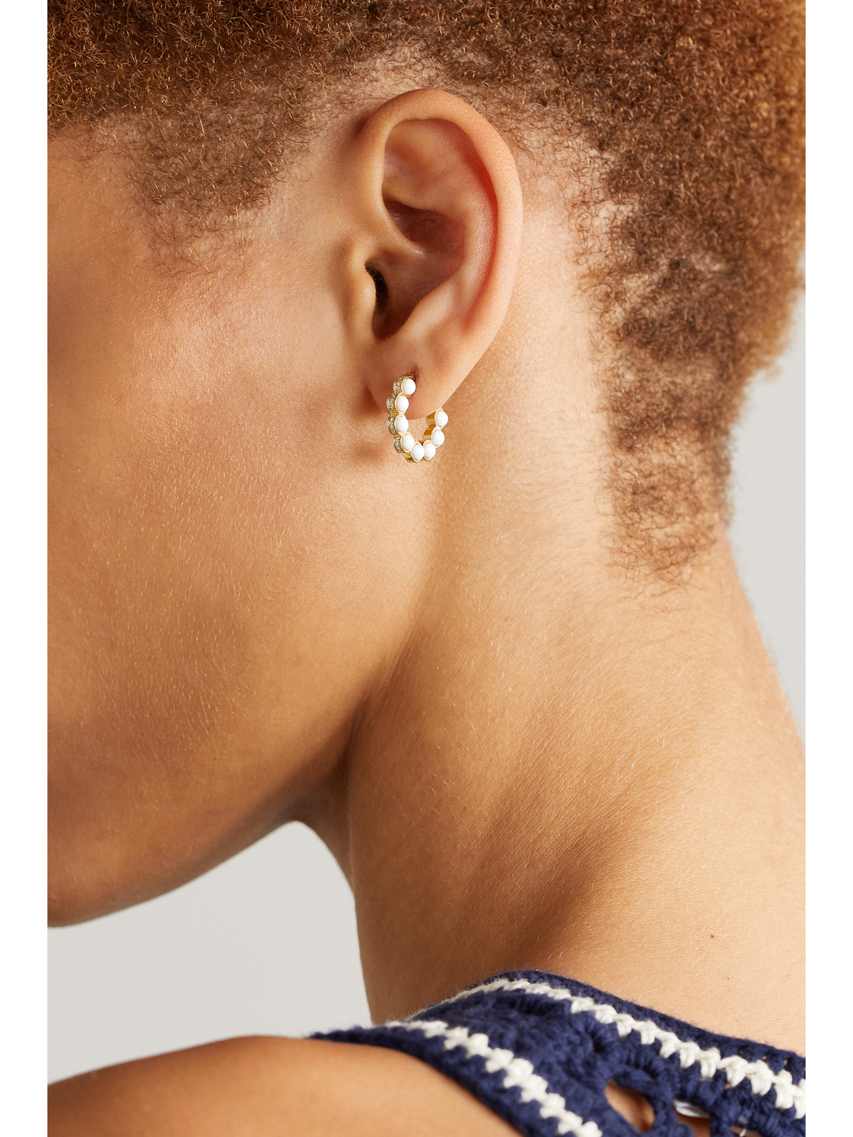L'atelier Nawbar The Hydrogen 18-karat Gold, Enamel And Diamond Hoop Earrings In Gold