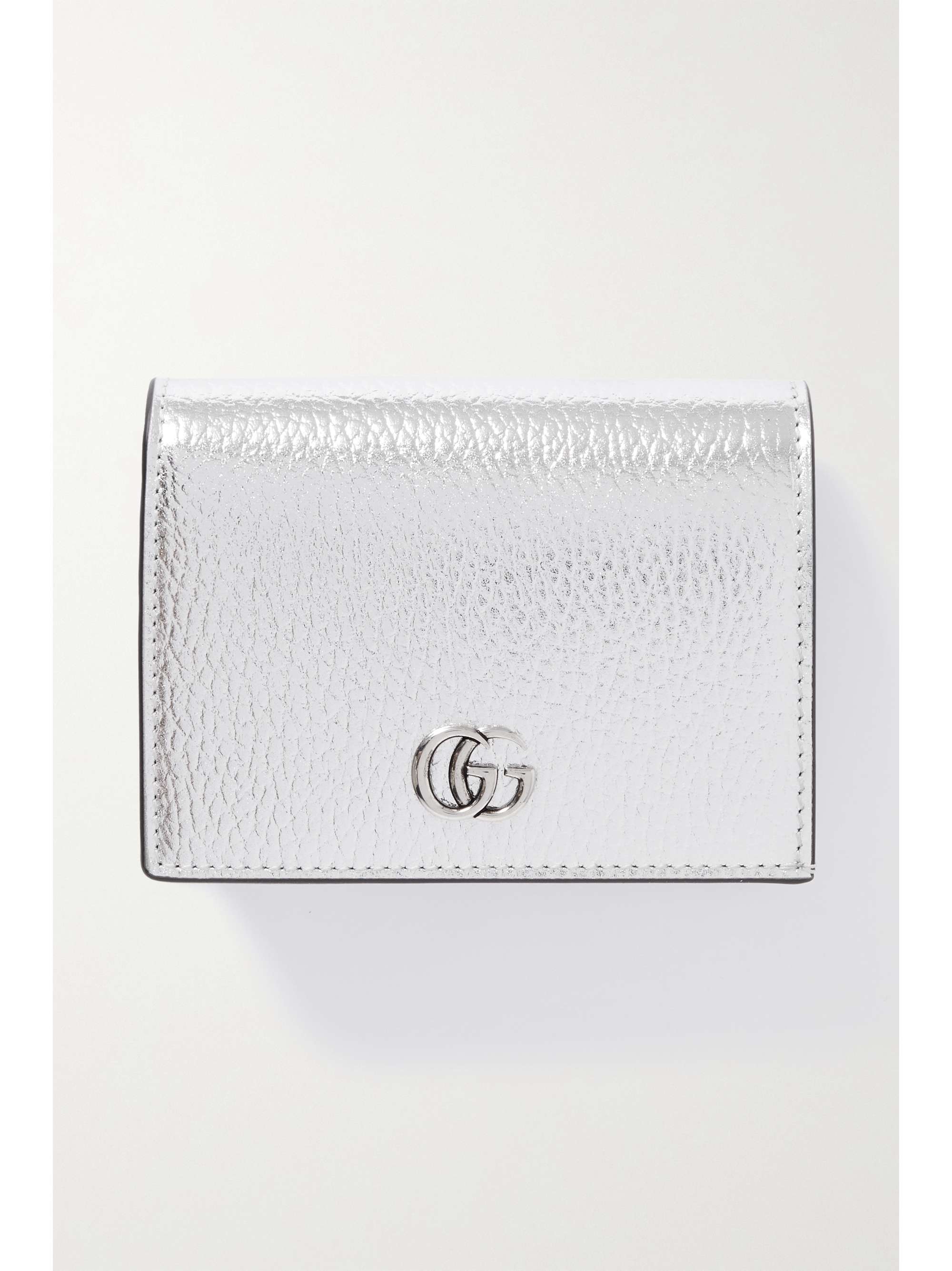 GUCCI Petite Marmont metallic textured-leather wallet | NET-A-PORTER