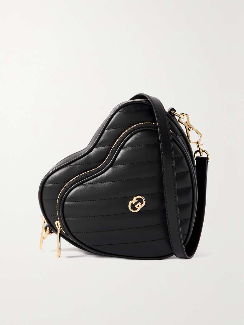 Gucci Heart Embellished Matelassé Leather Shoulder Bag