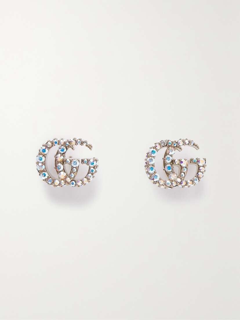 Gucci Gg Marmont Gold-tone Crystal Earrings