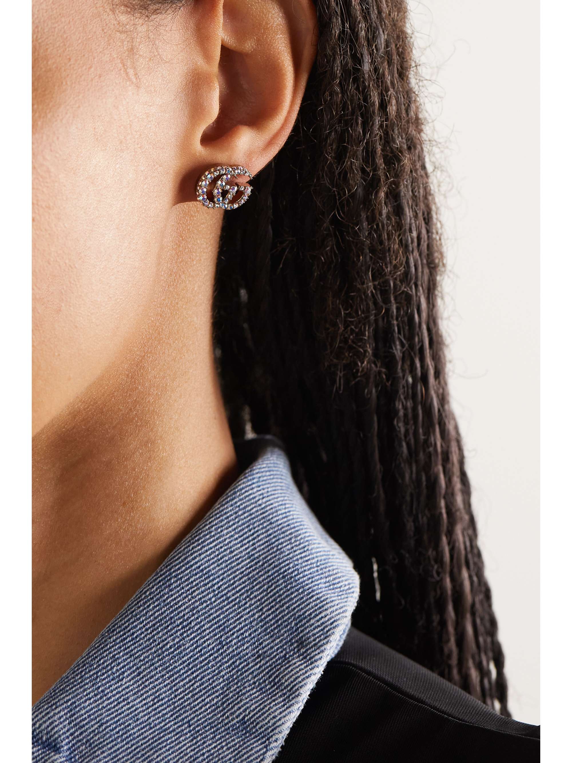 GUCCI GG Marmont gold-tone crystal earrings | NET-A-PORTER