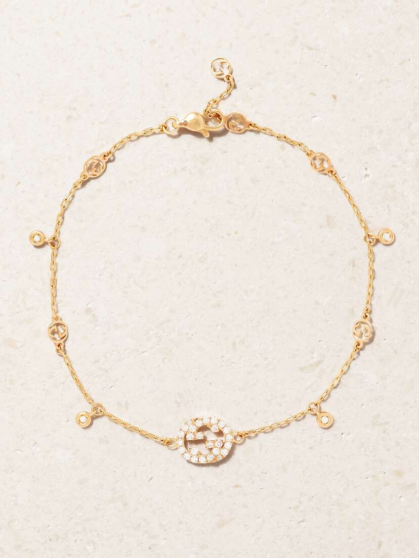 Gucci Interlocking G 18-karat Rose Gold Diamond Bracelet