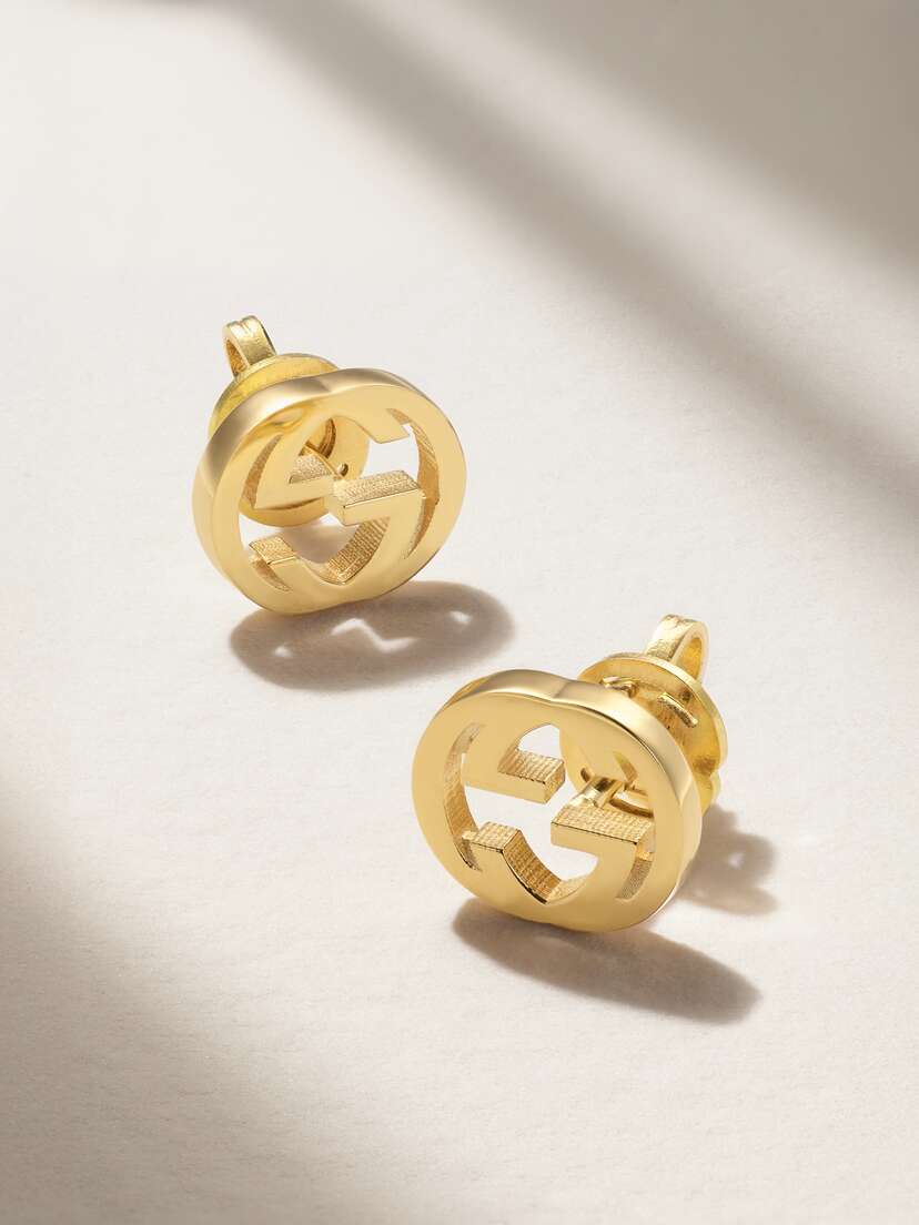 Gucci Interlocking G 18-karat Gold Earrings