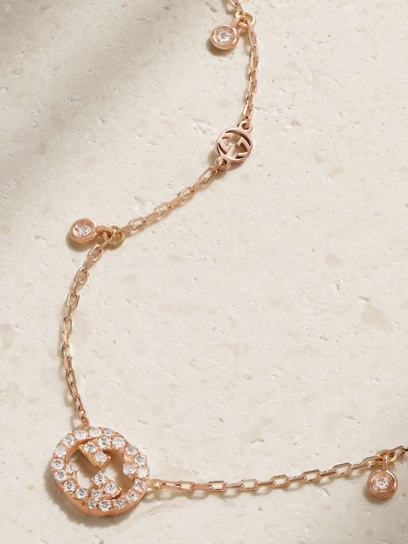 Gucci Interlocking G 18-karat Rose Gold Diamond Necklace