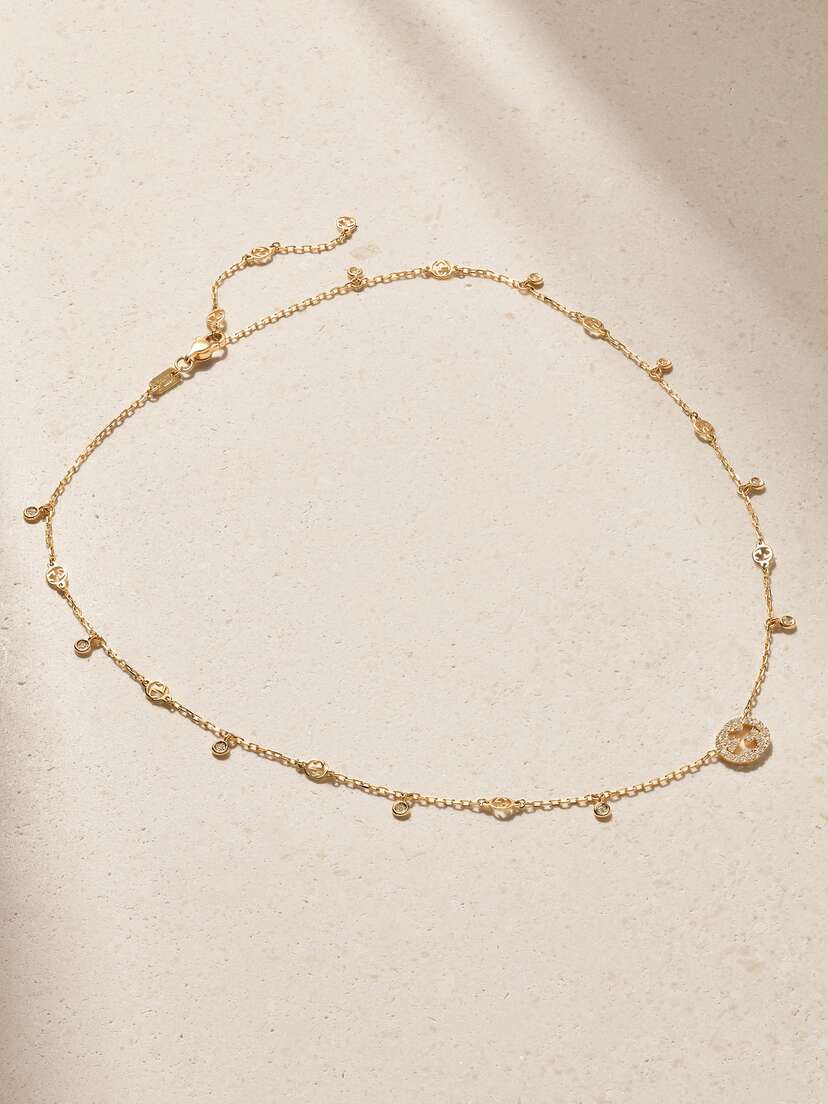 Gucci Interlocking G 18-karat Gold Diamond Necklace