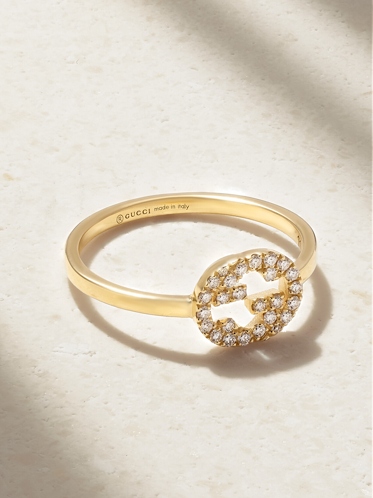 Gucci Gg 18-karat Gold Diamond Ring