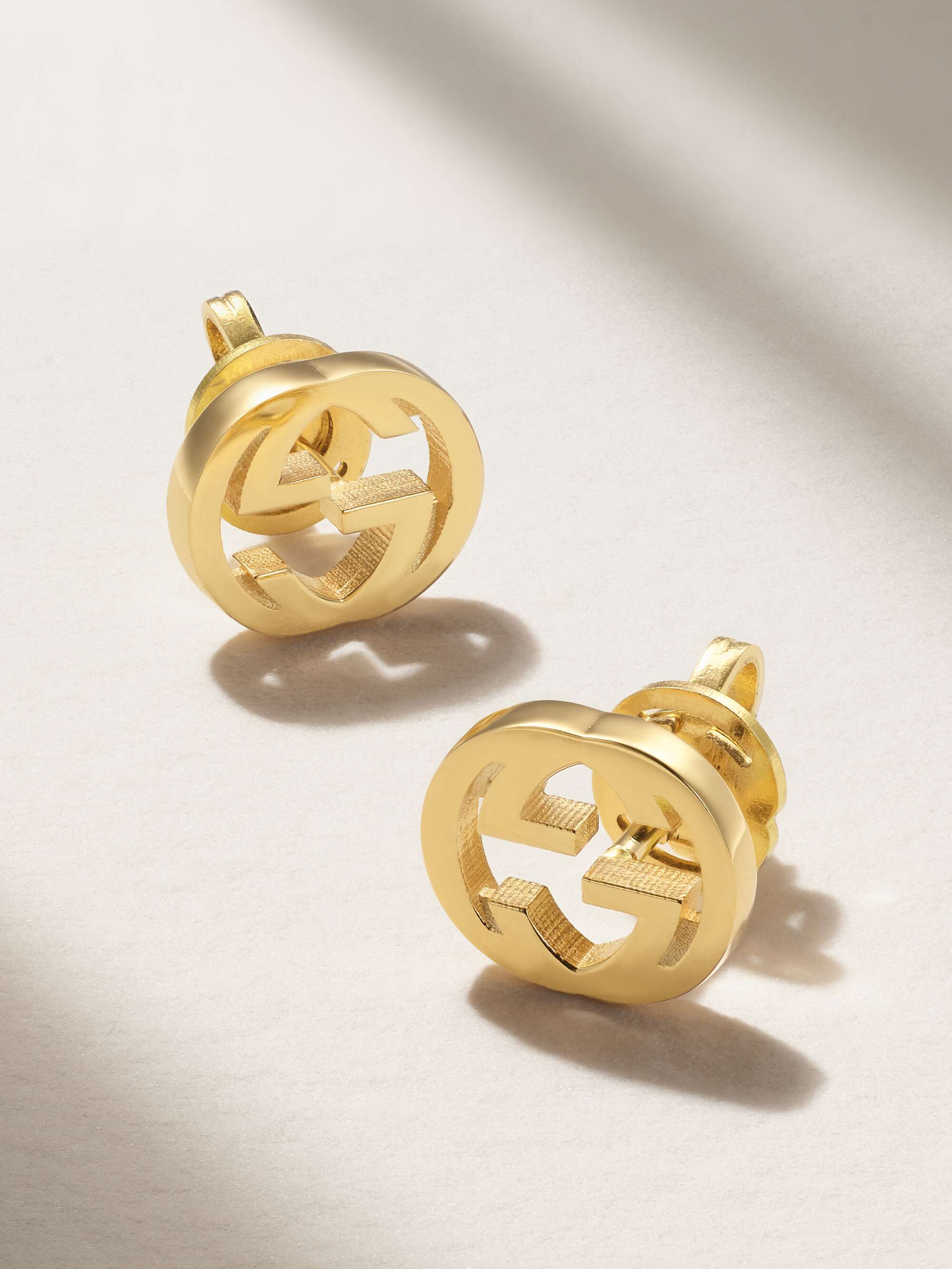 Gucci Yellow Gold Interlocking G Stud Earrings