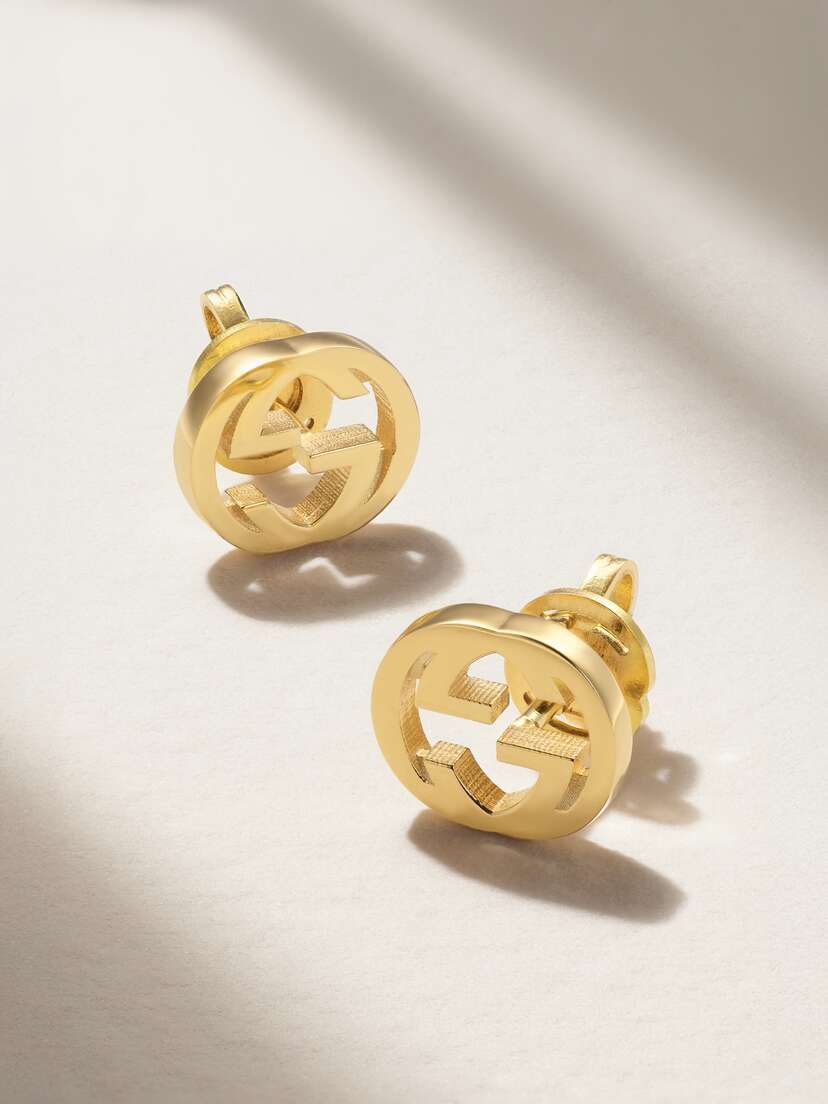 Gucci Interlocking G 18-karat Gold Earrings