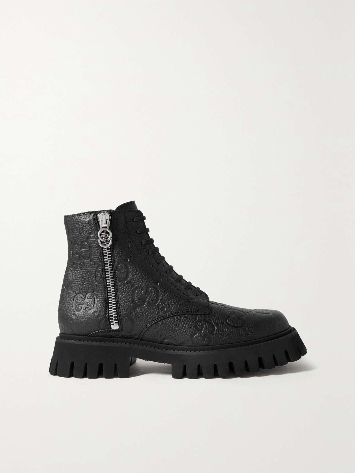 Gucci Novo Debossed Textured-leather Ankle Boots