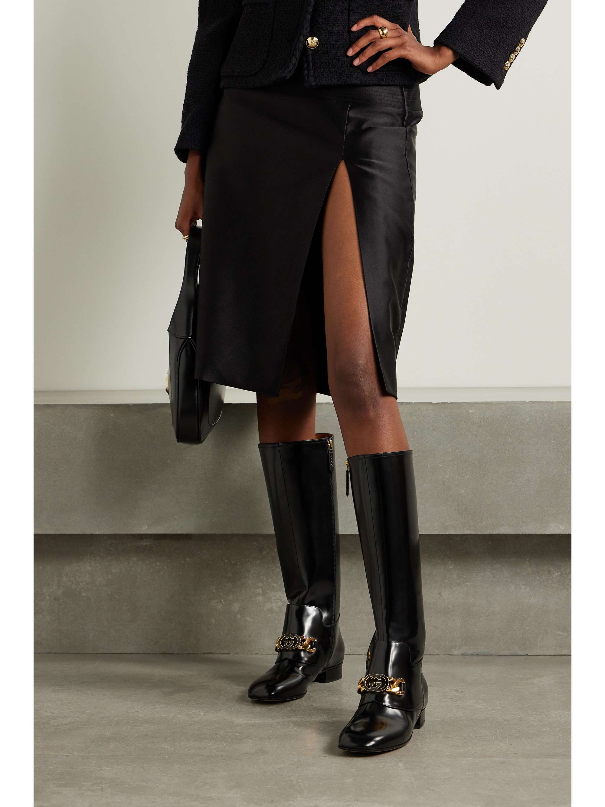 Jeanne glossed-leather knee boots NET-A-PORTER