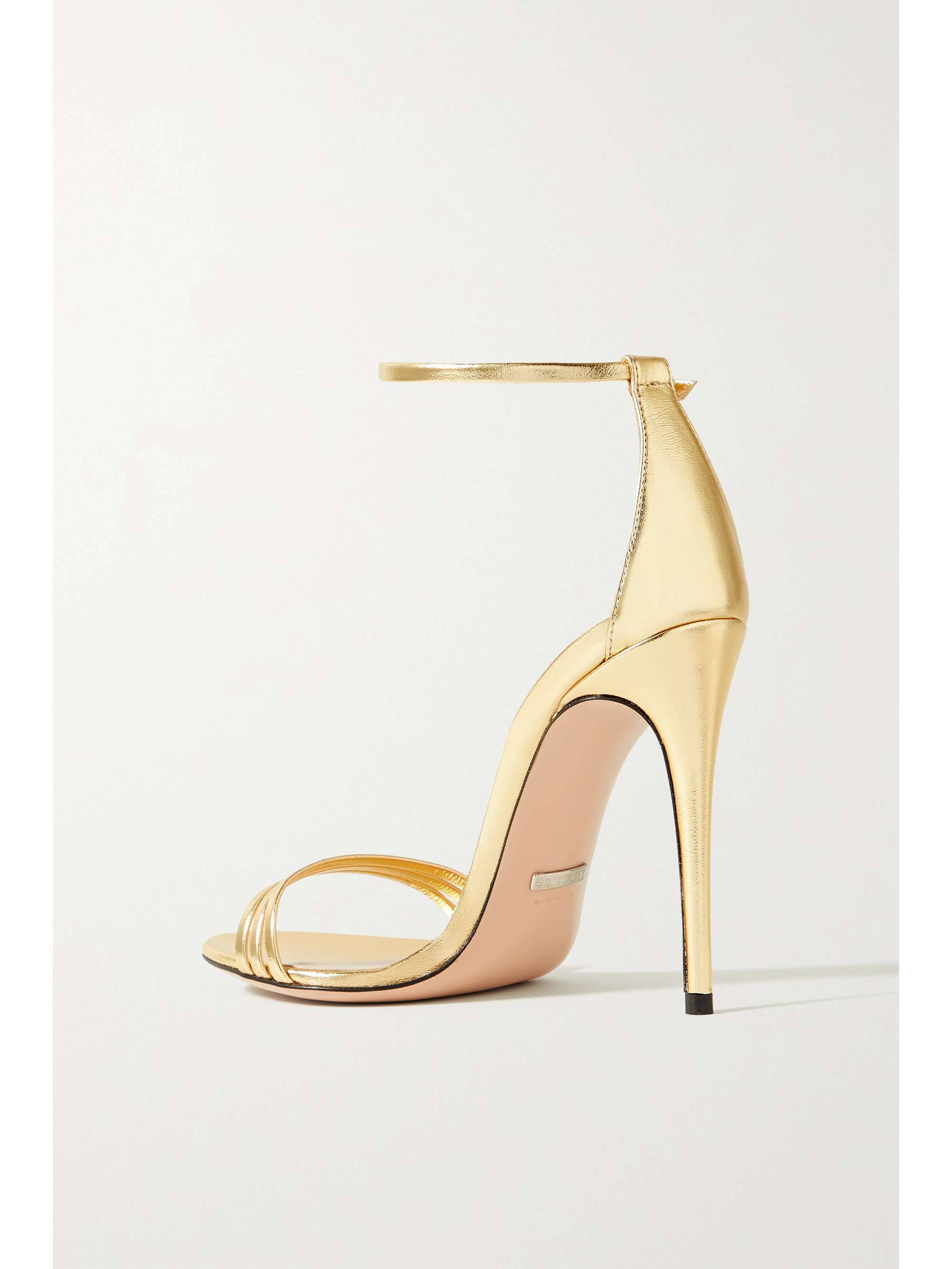 GUCCI Crystal-embellished metallic leather sandals | NET-A-PORTER