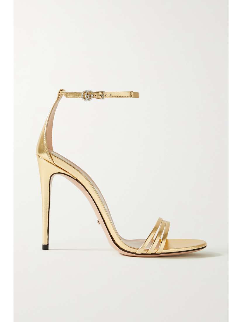 Gucci Crystal-embellished Metallic Leather Sandals