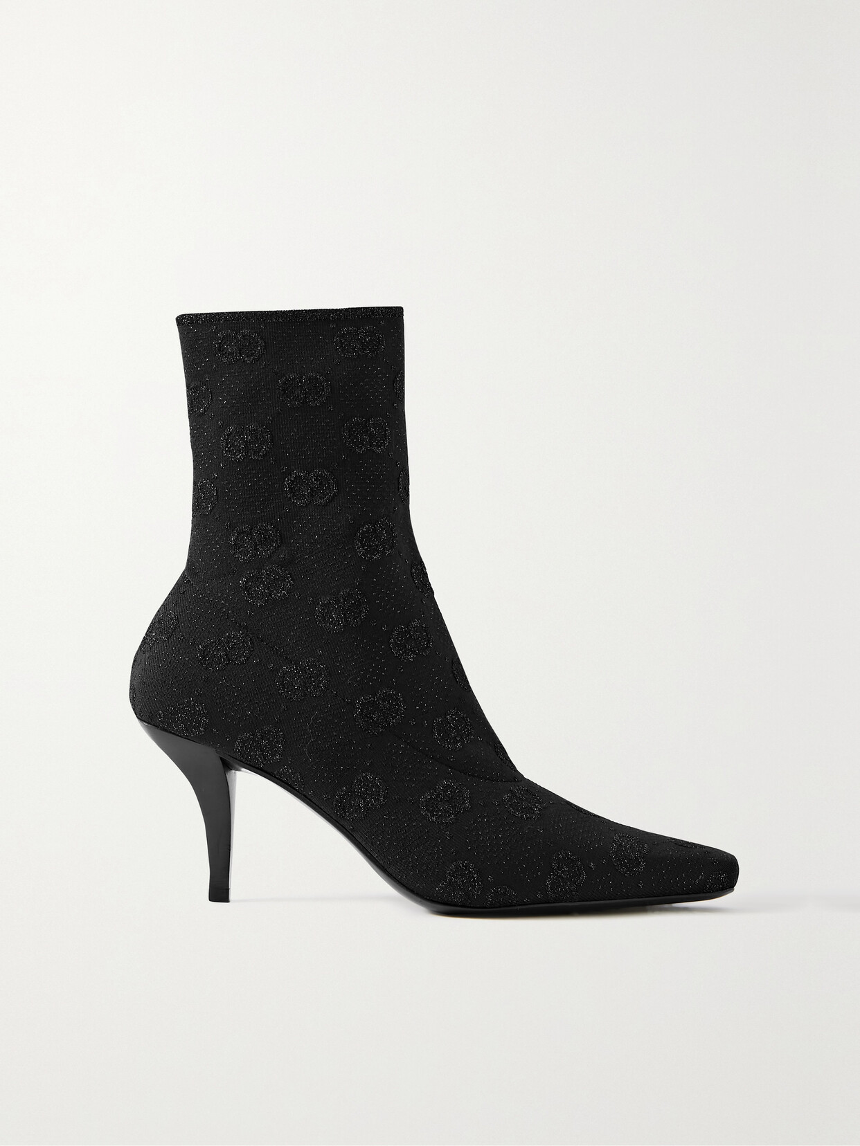 Gucci Demi Logo-jacquard Metallic Stretch-knit Ankle Boots