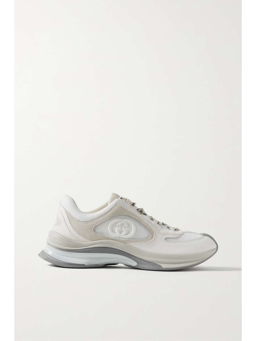 Gucci Run Leather And Suede-trimmed Mesh Sneakers